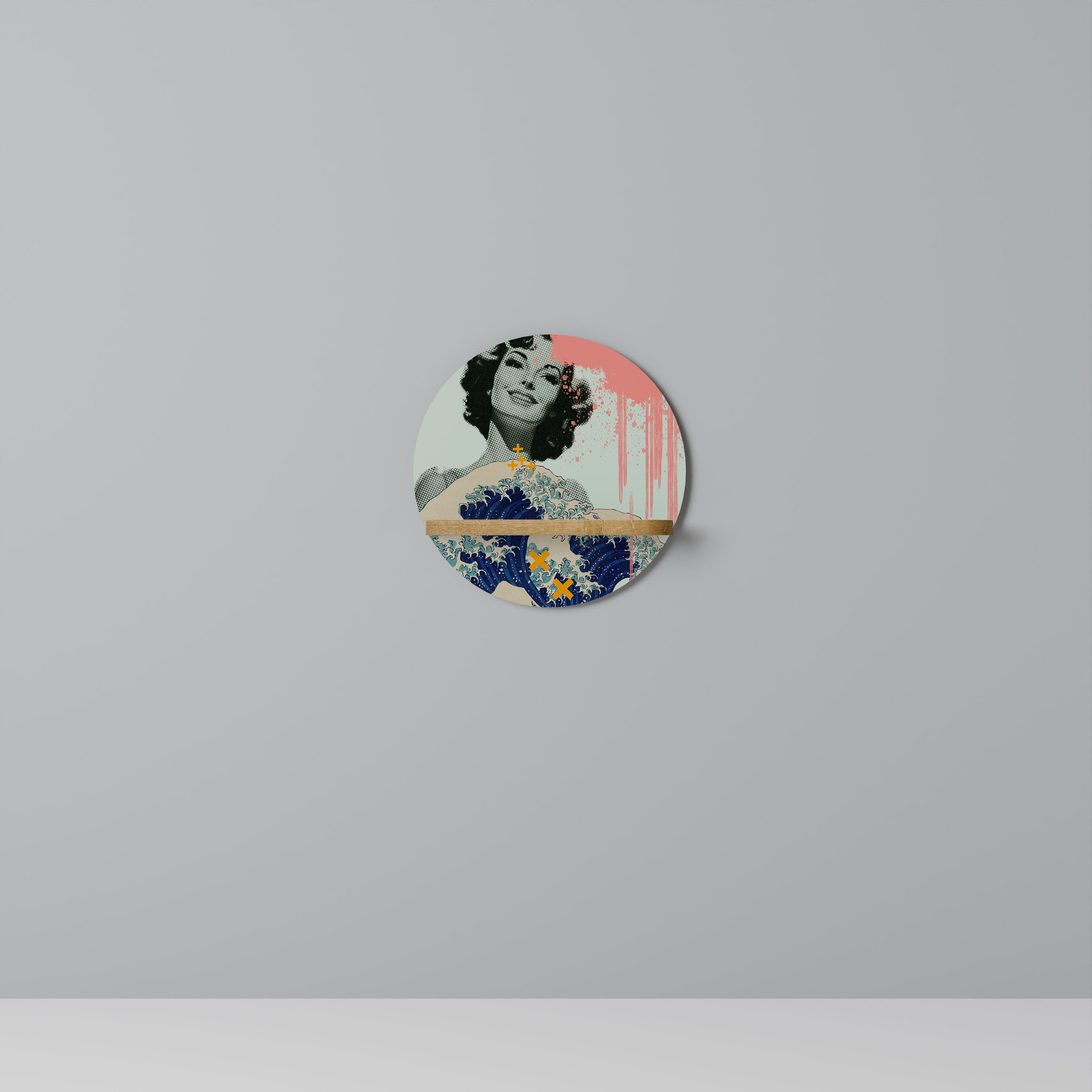 Estantería de arte redonda KANAGAWA BEAUTY con efecto roble