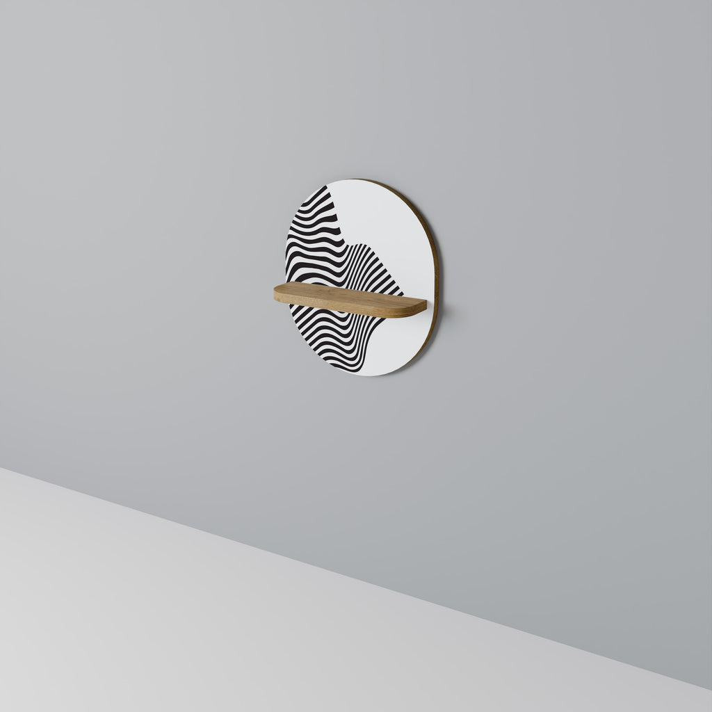 Estantería de arte ovalada ILLUSIONARY FLOW con efecto roble