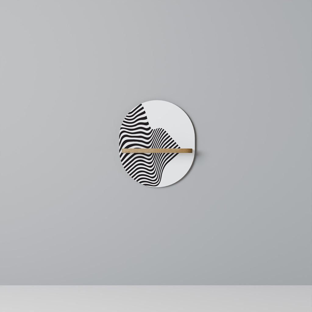 Estantería de arte ovalada ILLUSIONARY FLOW con efecto roble