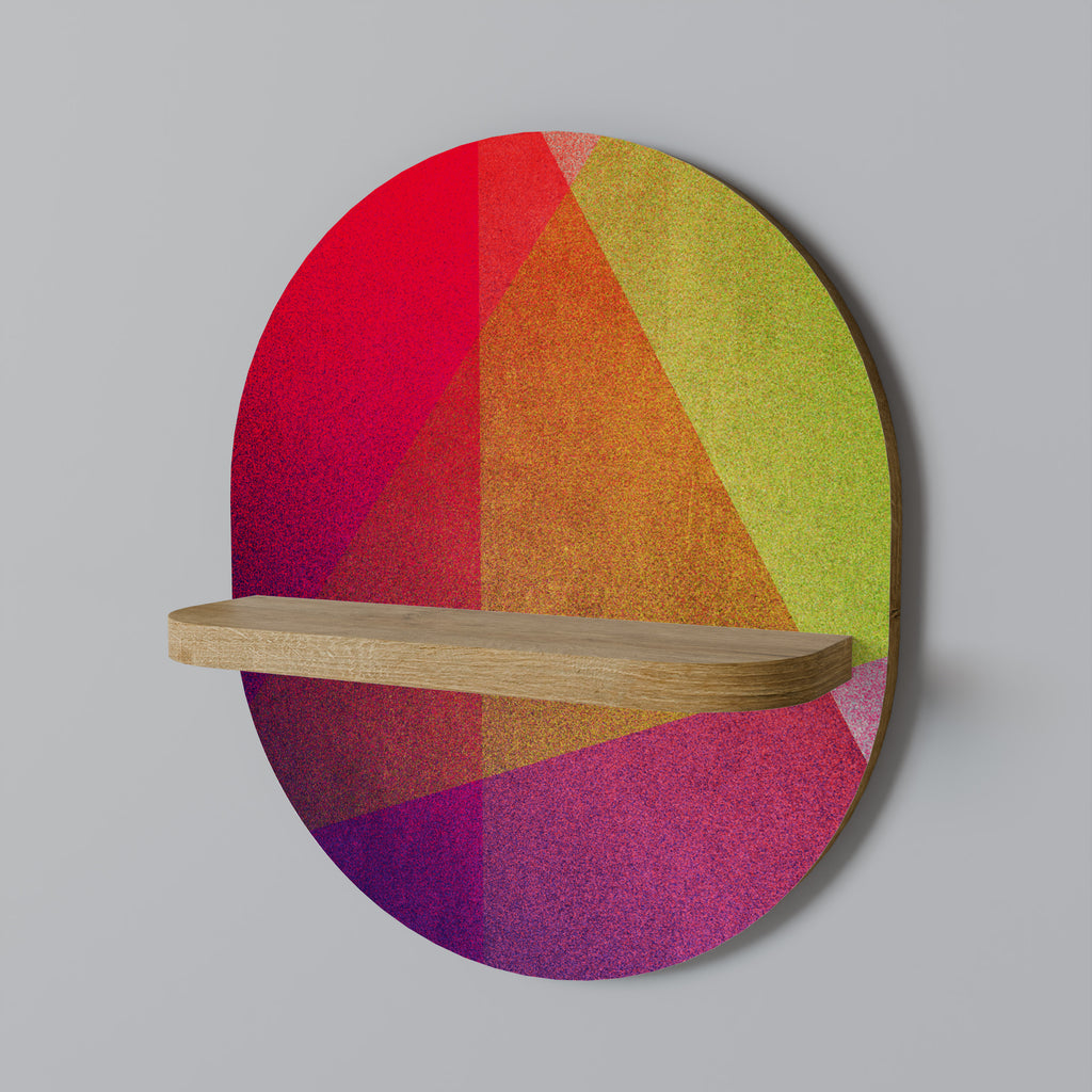 Estantería de arte ovalada VIVID GEOMETRY con efecto roble