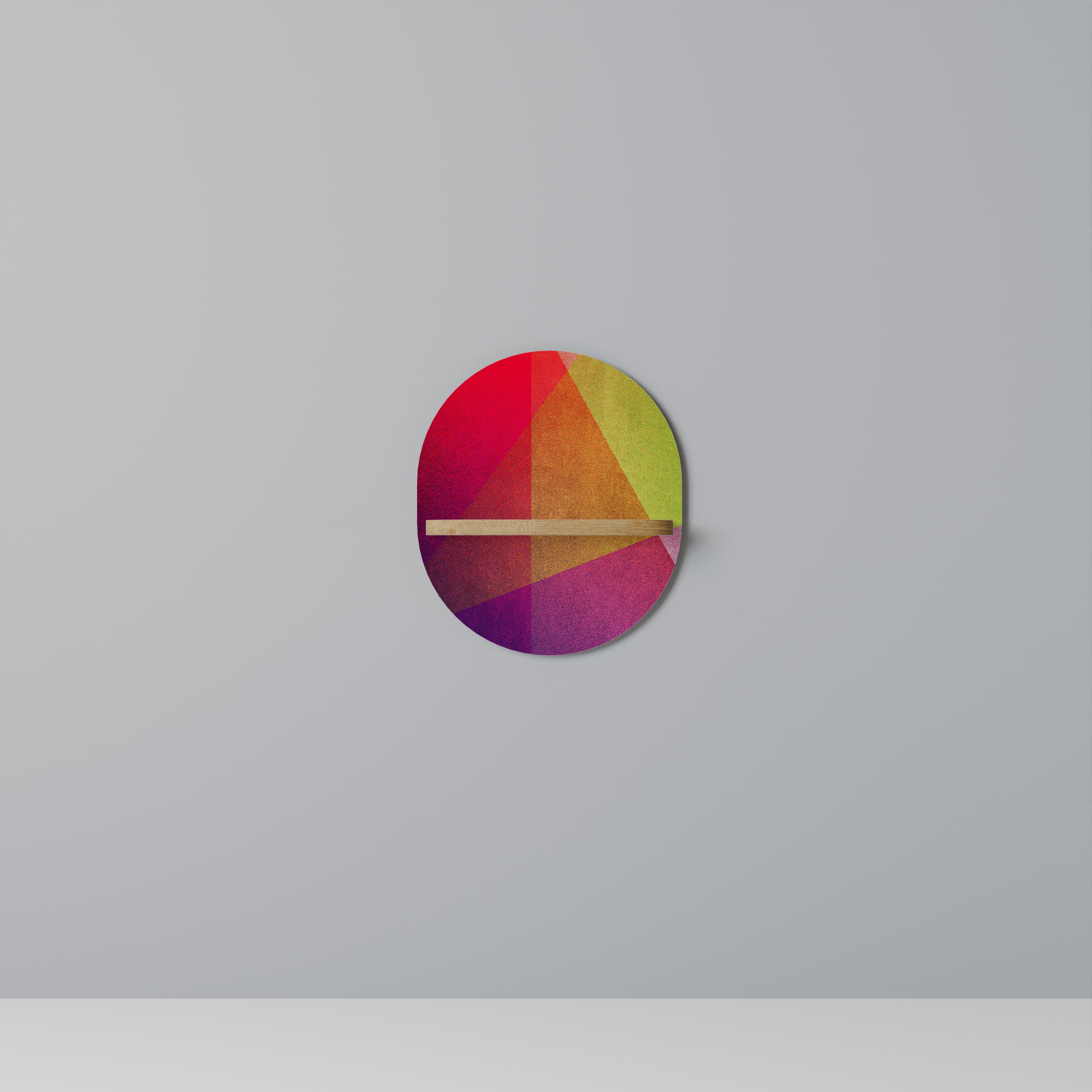 Estantería de arte ovalada VIVID GEOMETRY con efecto roble