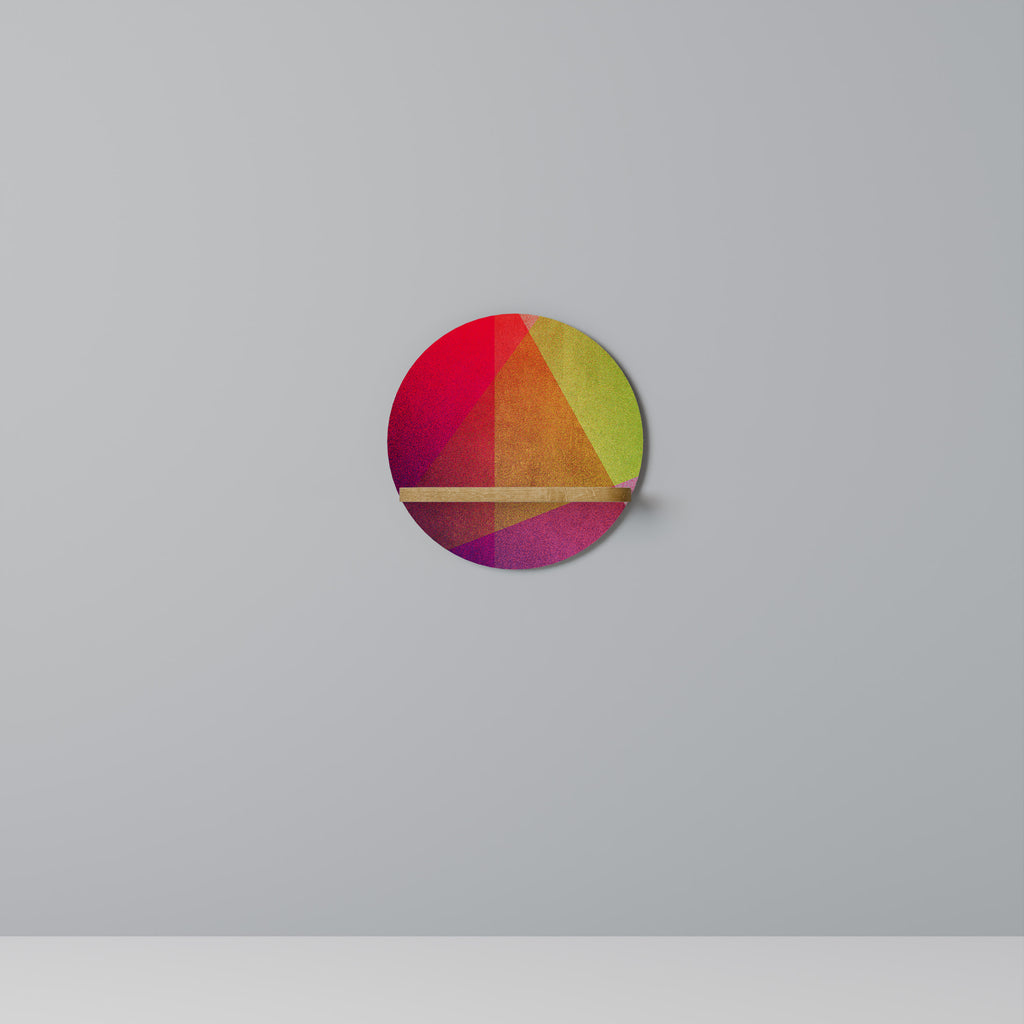 Estantería de arte redonda VIVID GEOMETRY con efecto roble