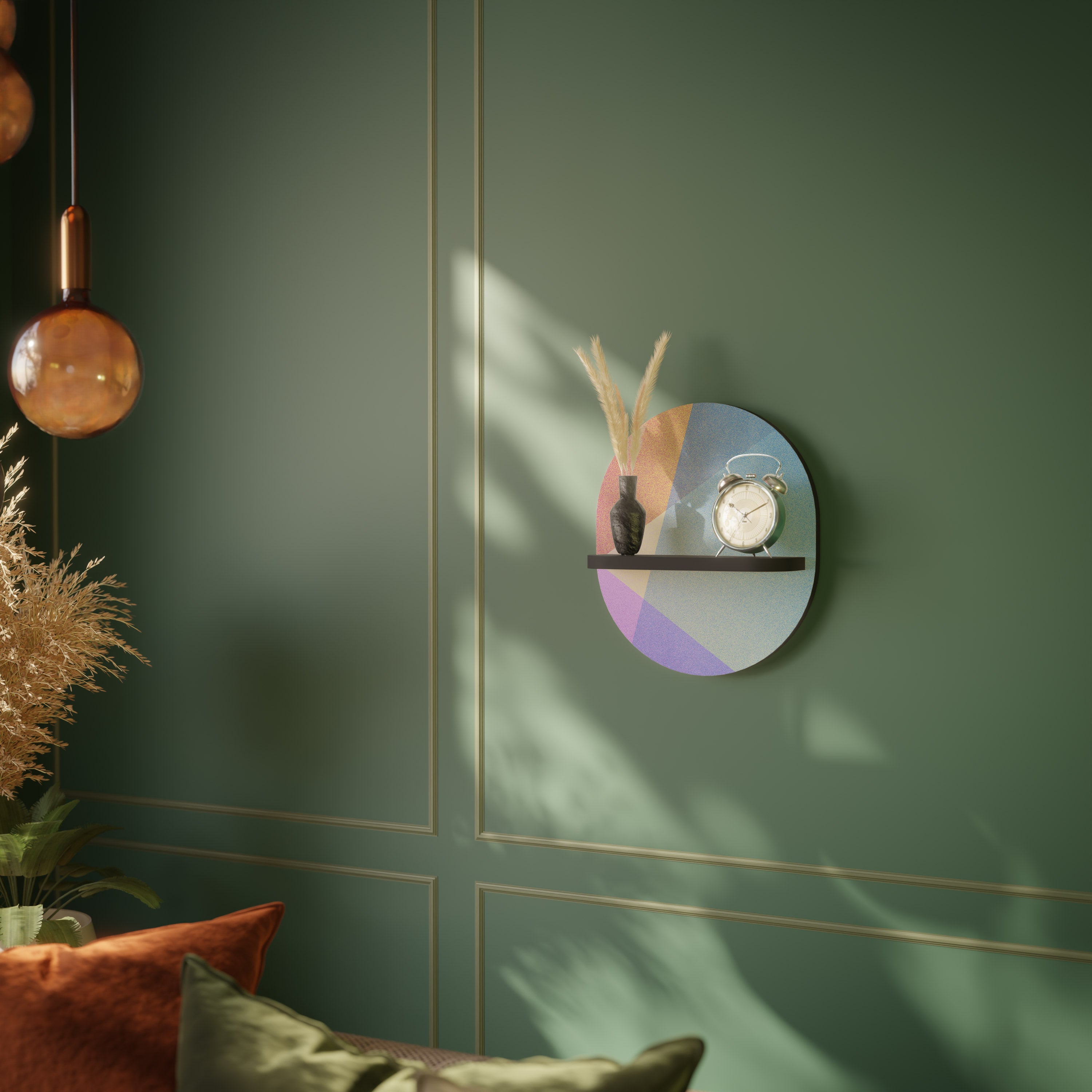 Estantería de arte ovalada BRIGHT GEOMETRY con acabado negro
