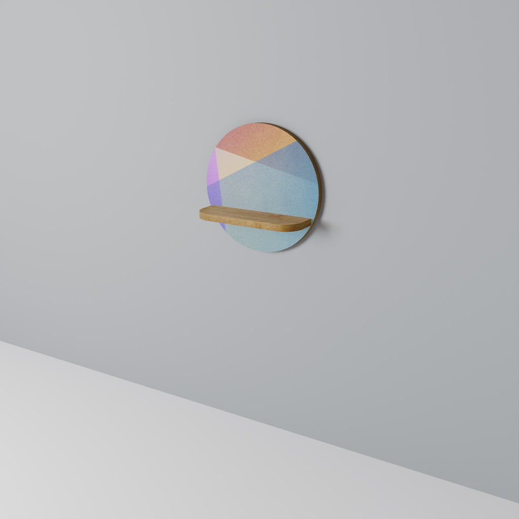 Estantería de arte redonda BRIGHT GEOMETRY con efecto roble