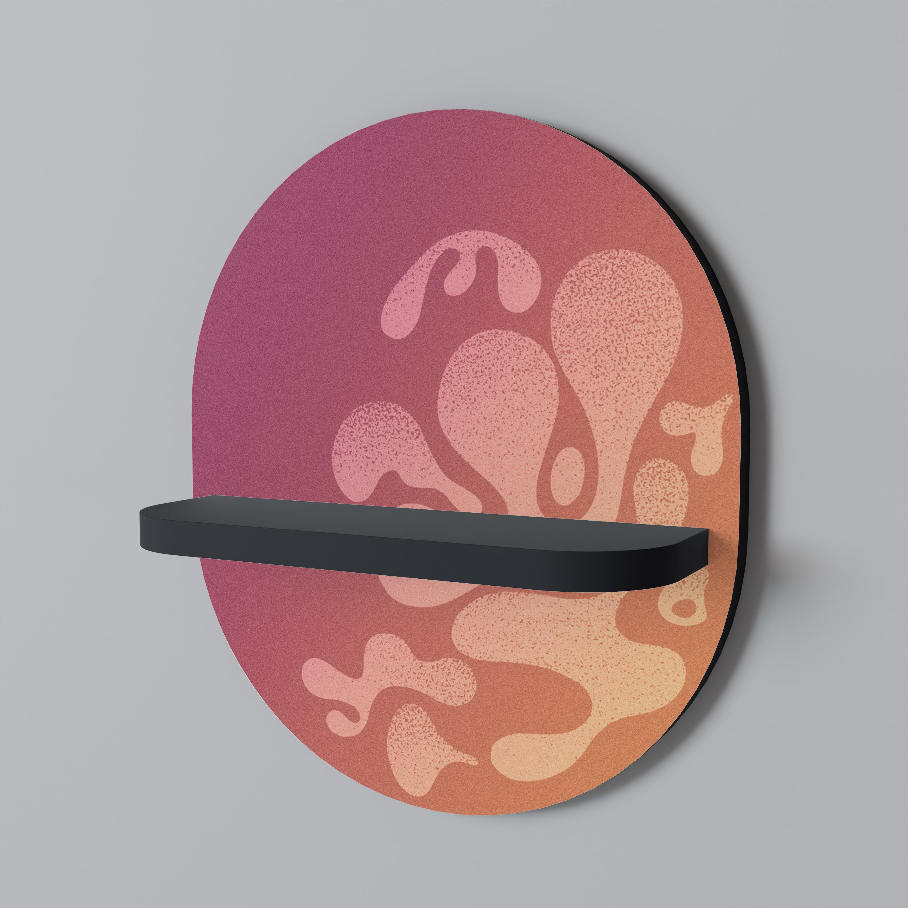 Estantería de arte ovalada IRREGULAR PINK con acabado negro