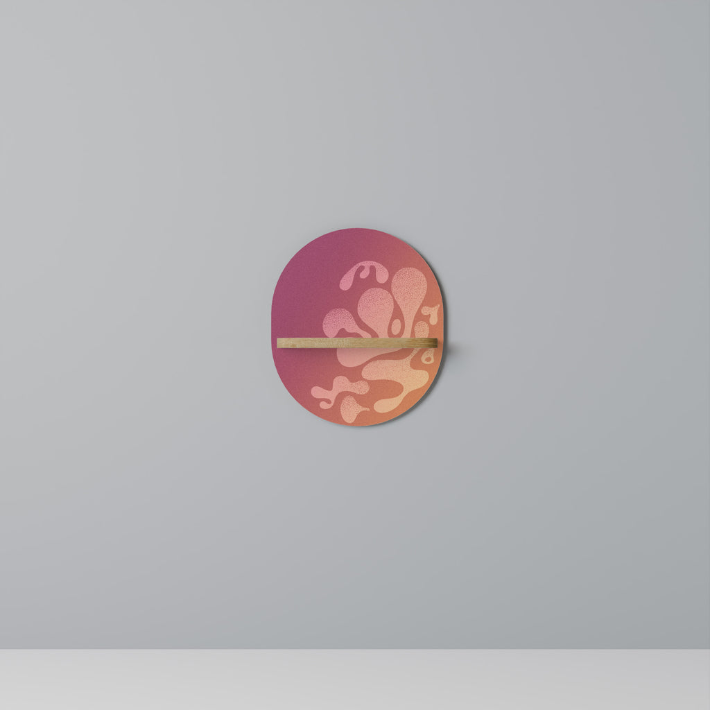 Estantería de arte ovalada IRREGULAR PINK con efecto roble