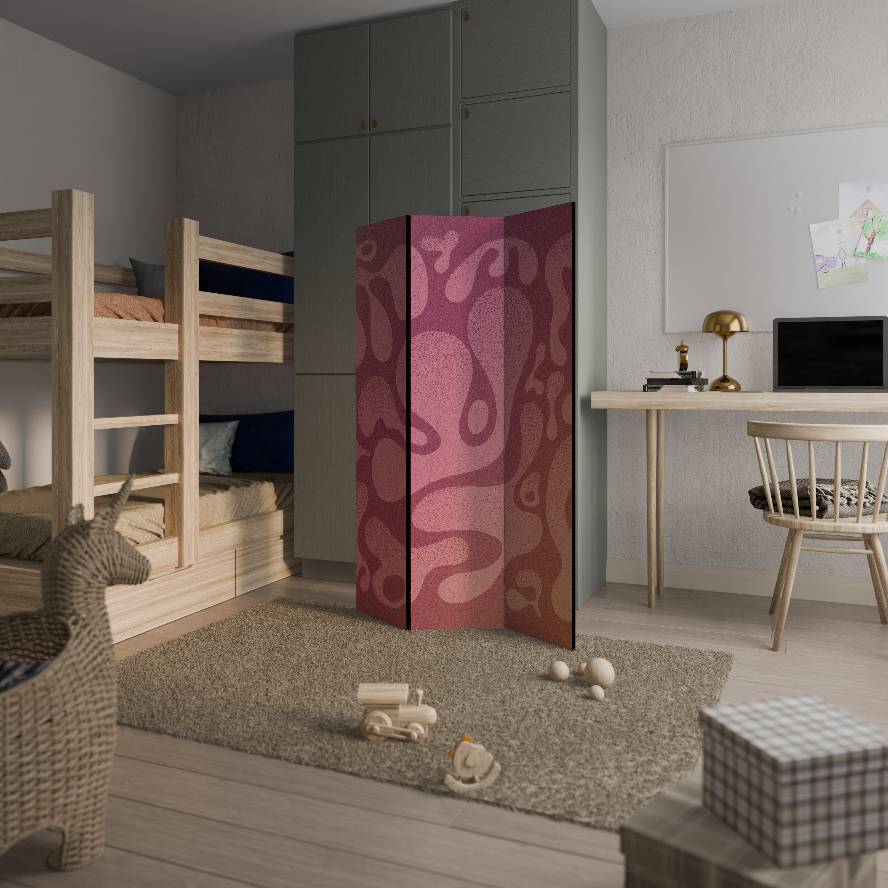 IRREGULAR PINK Decorative 3-Panel Room Divider