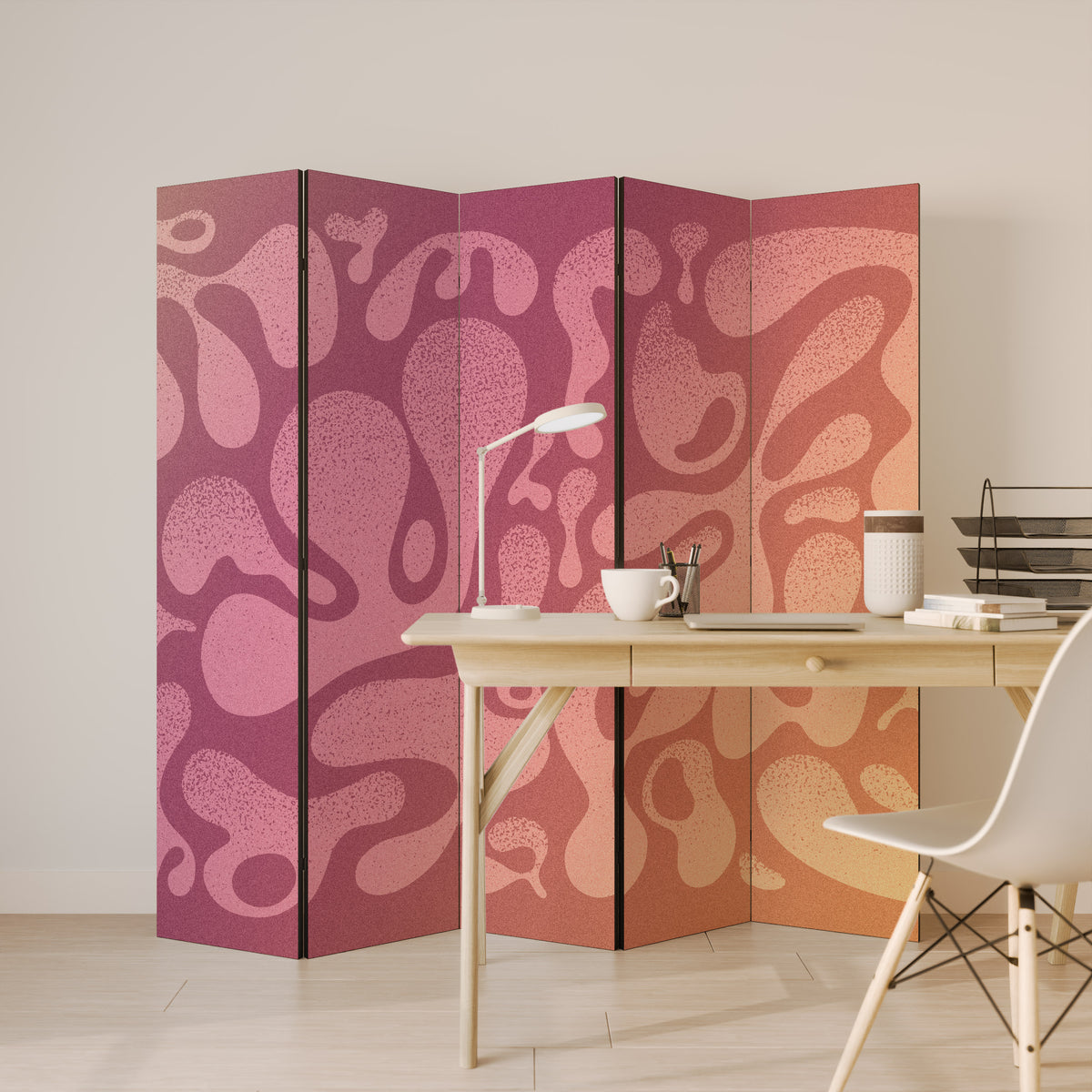 IRREGULAR PINK Biombo de 5 paneles
