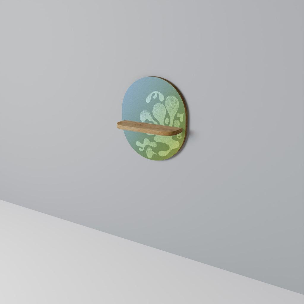 Estantería de arte ovalada IRREGULAR BLUE con efecto roble