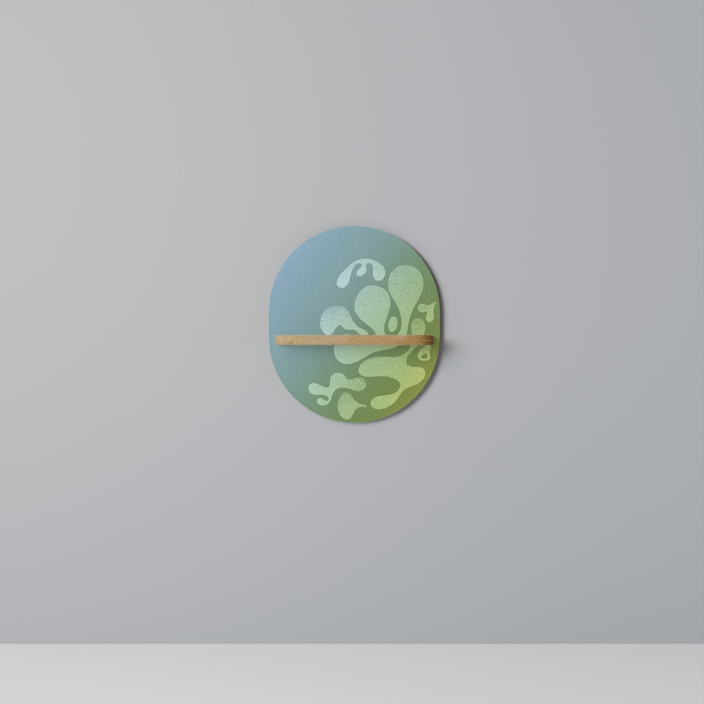 Estantería de arte ovalada IRREGULAR BLUE con efecto roble