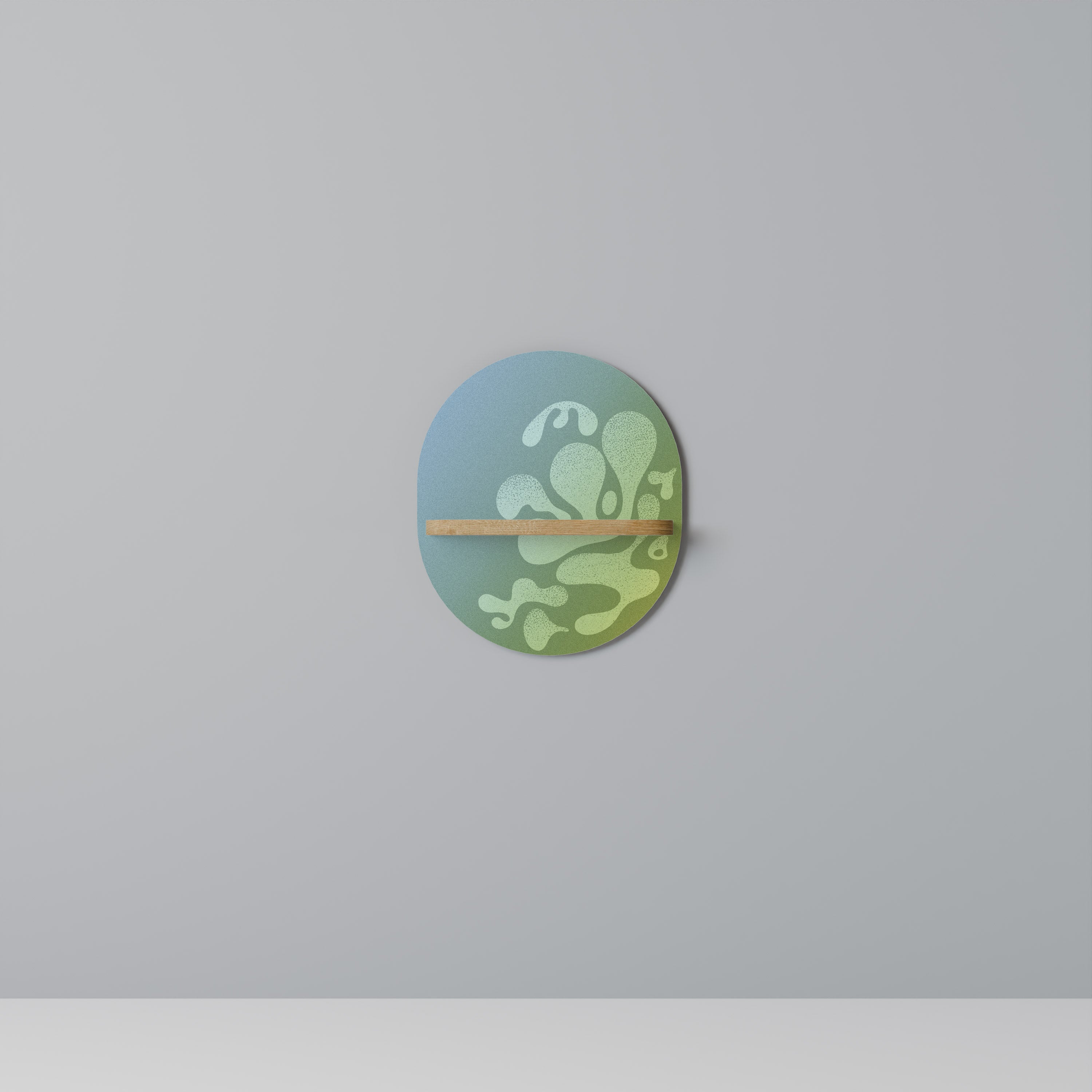 Estantería de arte ovalada IRREGULAR BLUE con efecto roble