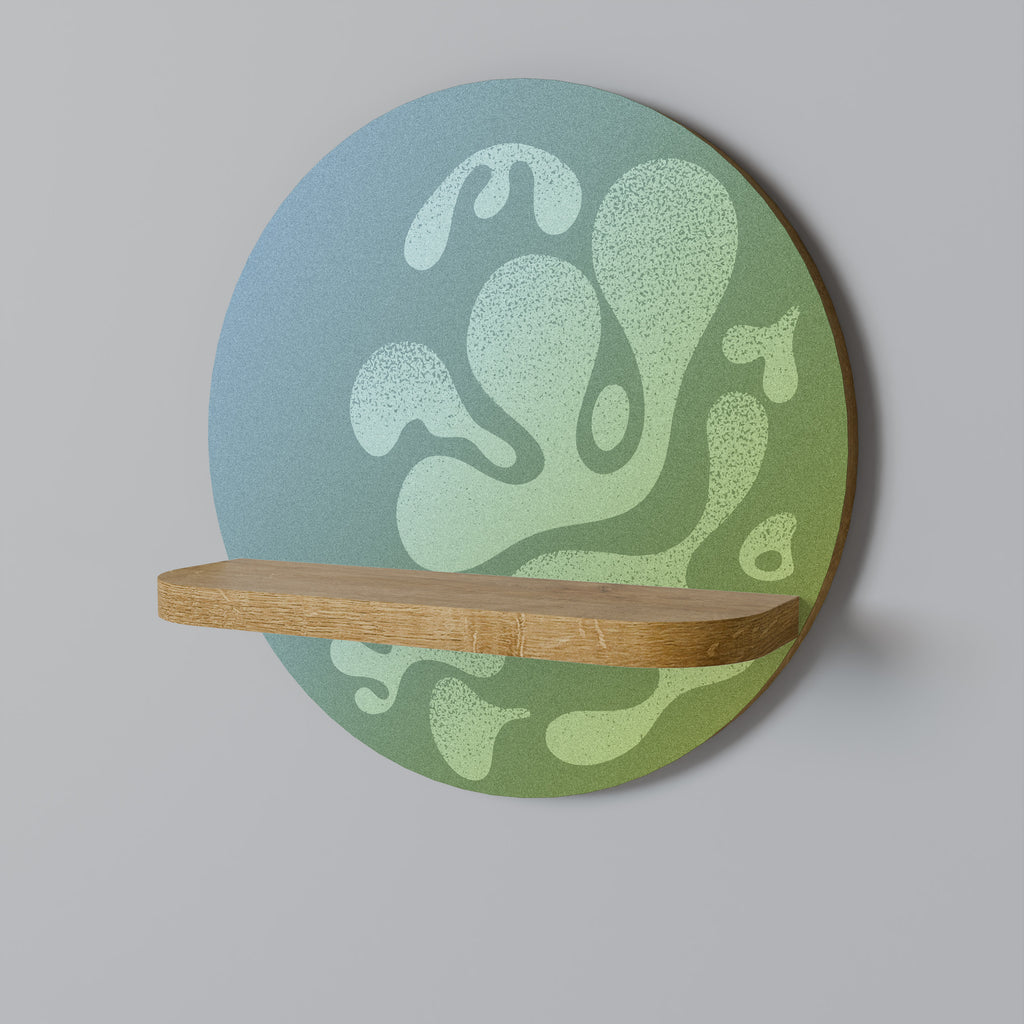 Estantería de arte redonda IRREGULAR BLUE con efecto roble