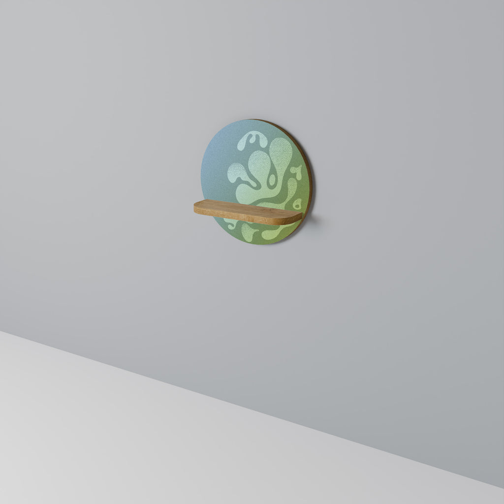 Estantería de arte redonda IRREGULAR BLUE con efecto roble