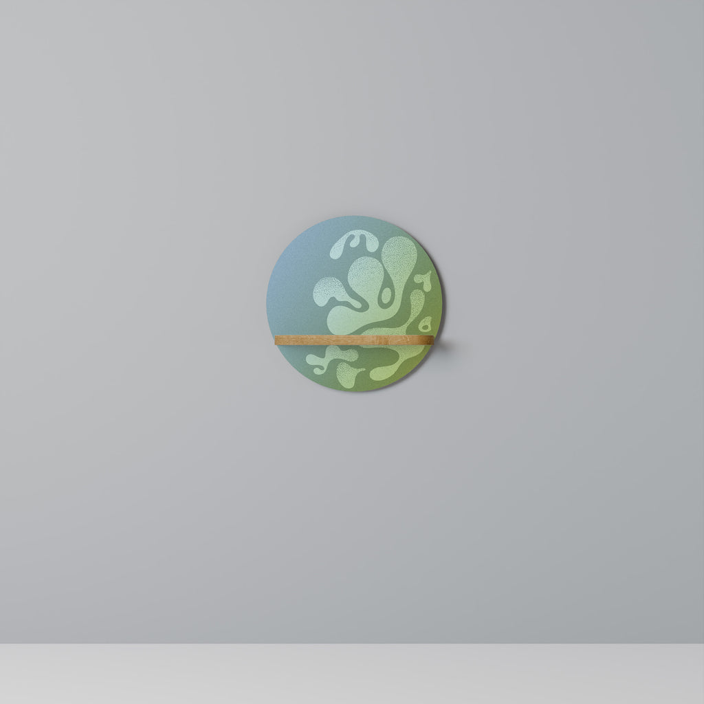 Estantería de arte redonda IRREGULAR BLUE con efecto roble