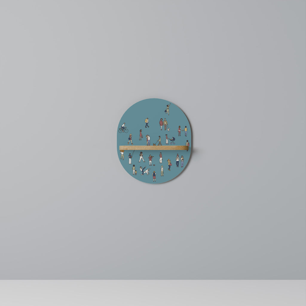 Estantería de arte ovalada COLLECTIVE STREAM con efecto roble