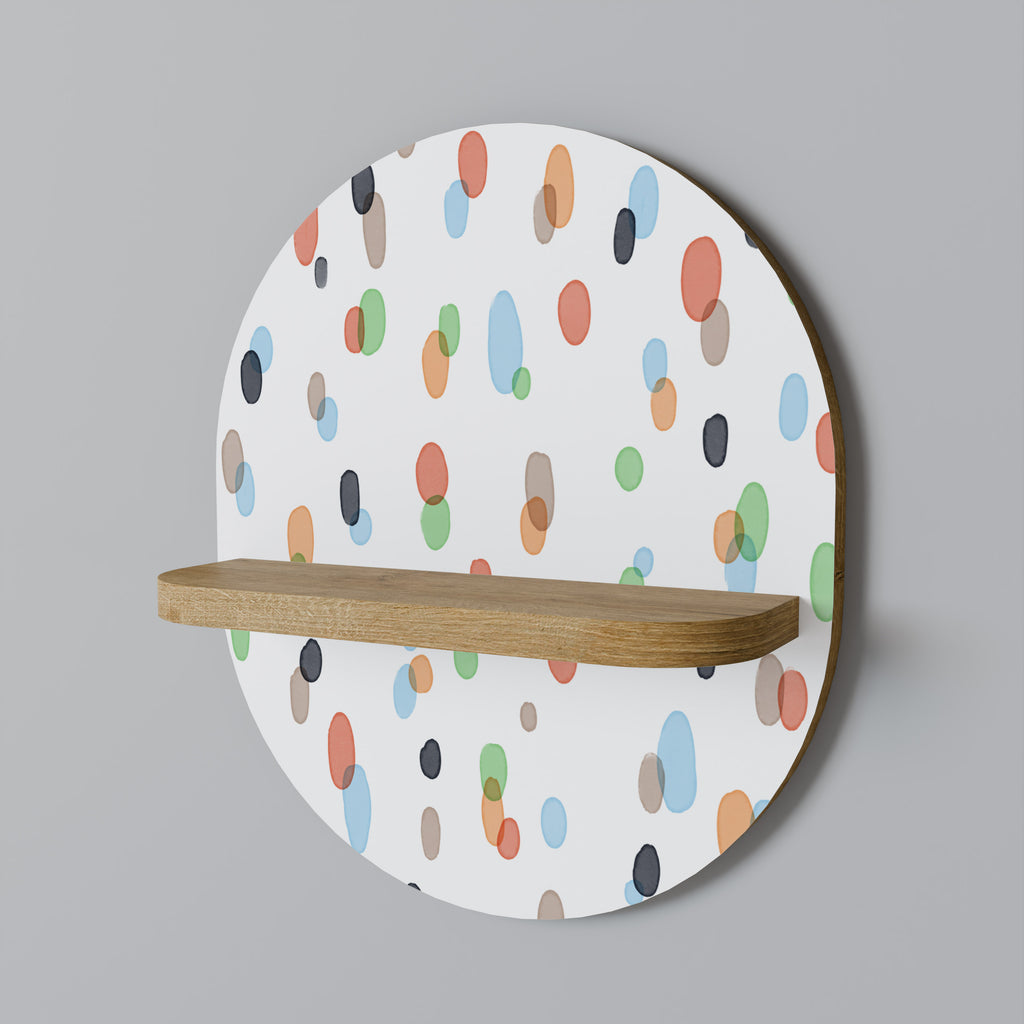 Estantería de arte ovalada ENERGETIC SPOTS con efecto roble