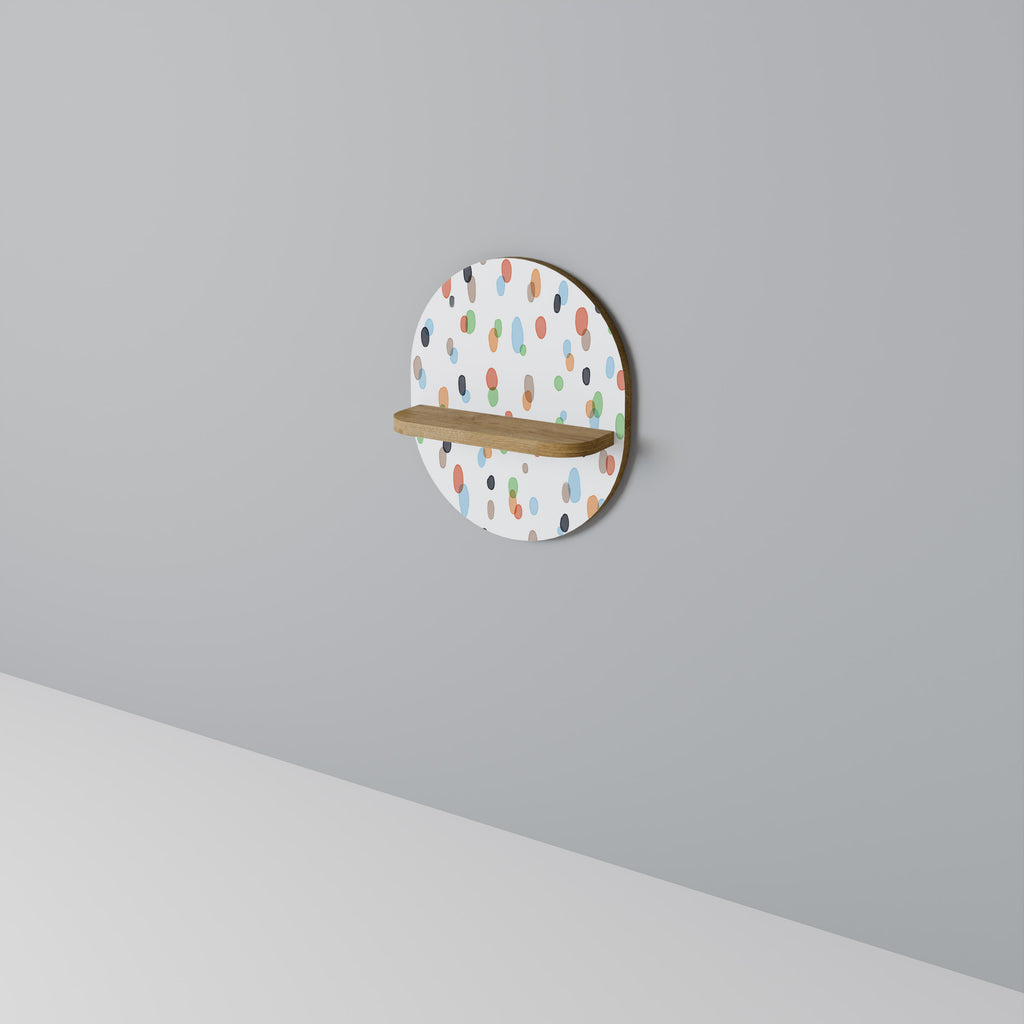 Estantería de arte ovalada ENERGETIC SPOTS con efecto roble