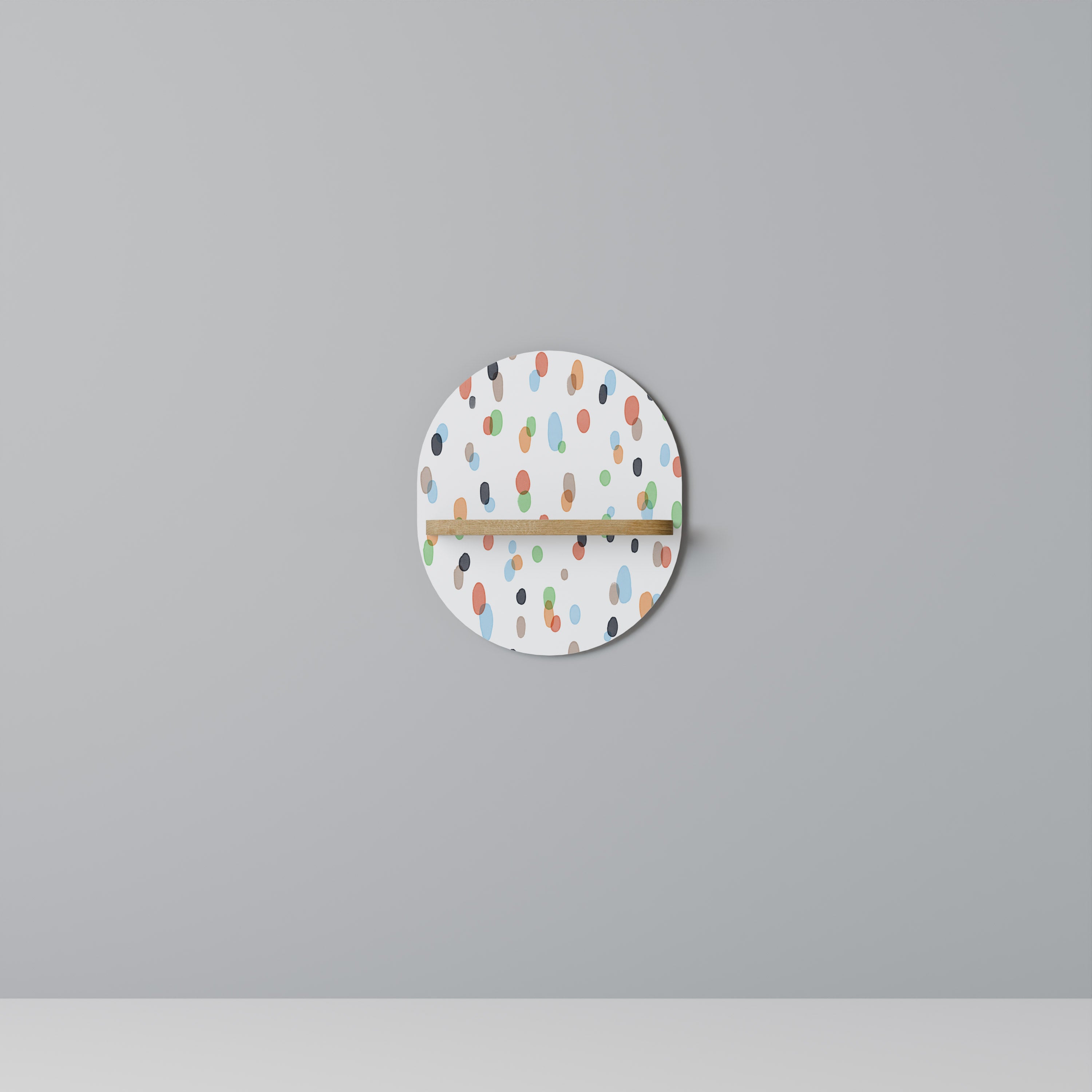 Estantería de arte ovalada ENERGETIC SPOTS con efecto roble