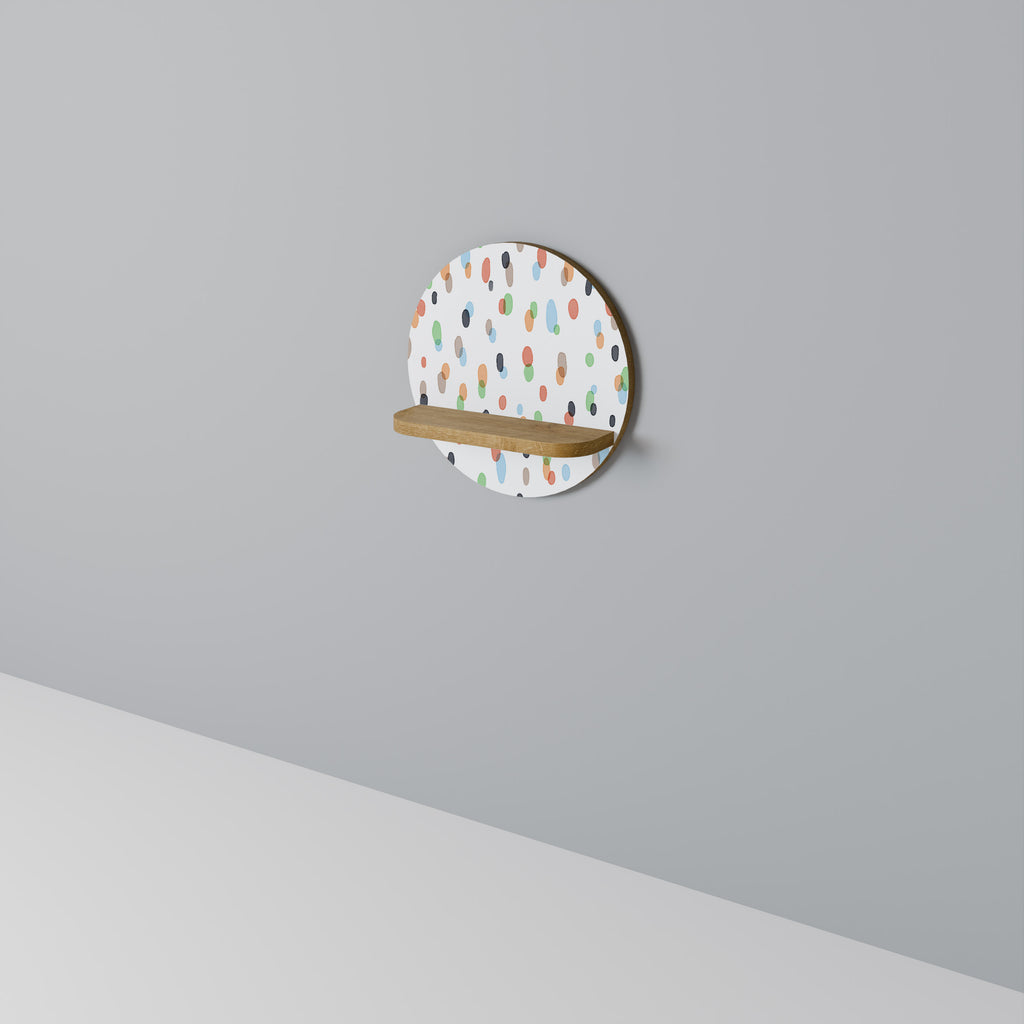 Estantería de arte redonda ENERGETIC SPOTS con efecto roble