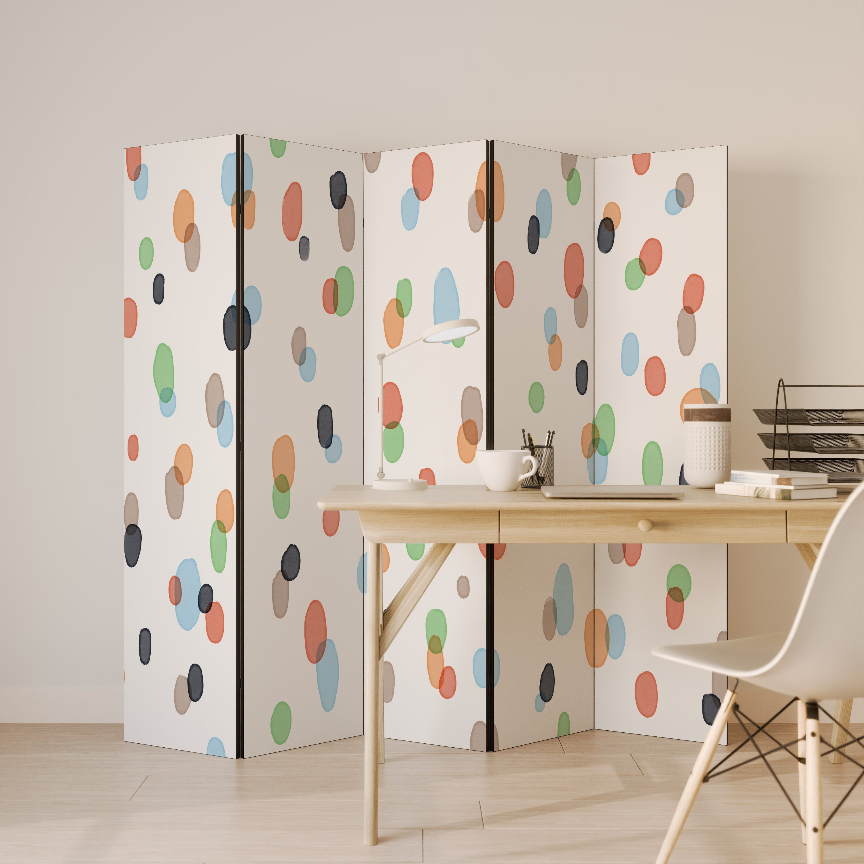 ENERGETIC SPOTS 5-Panel Room Divider