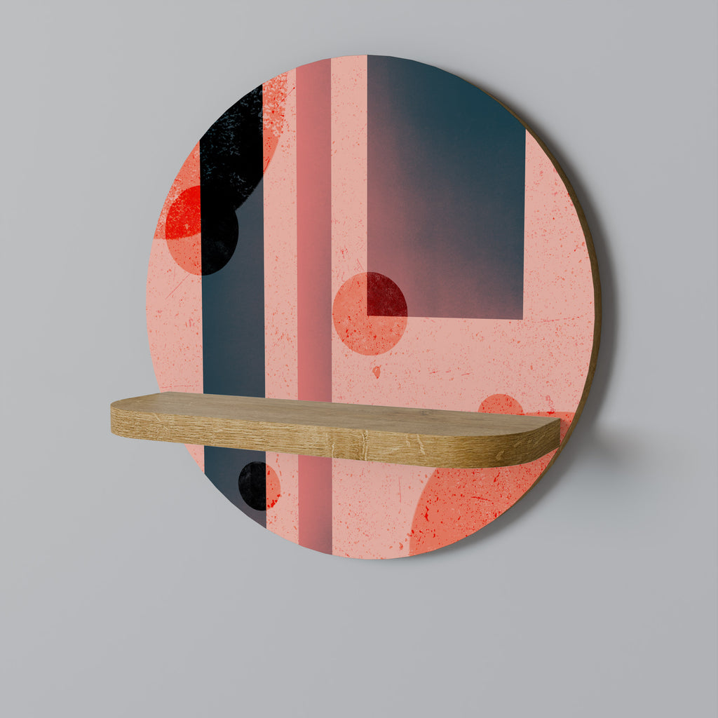 Estantería de arte redonda BLUSHED SPECTRUM con efecto roble