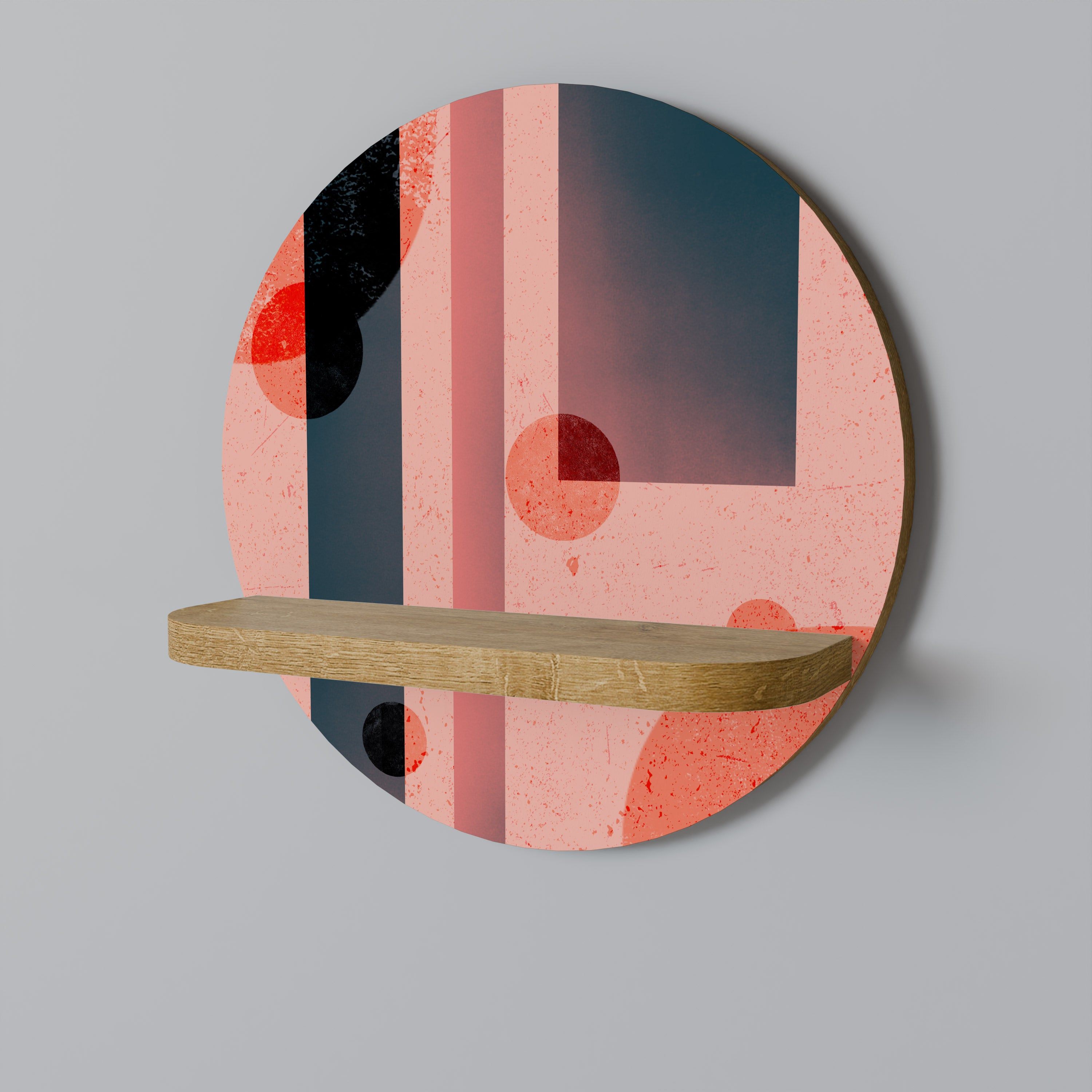 Estantería de arte redonda BLUSHED SPECTRUM con efecto roble