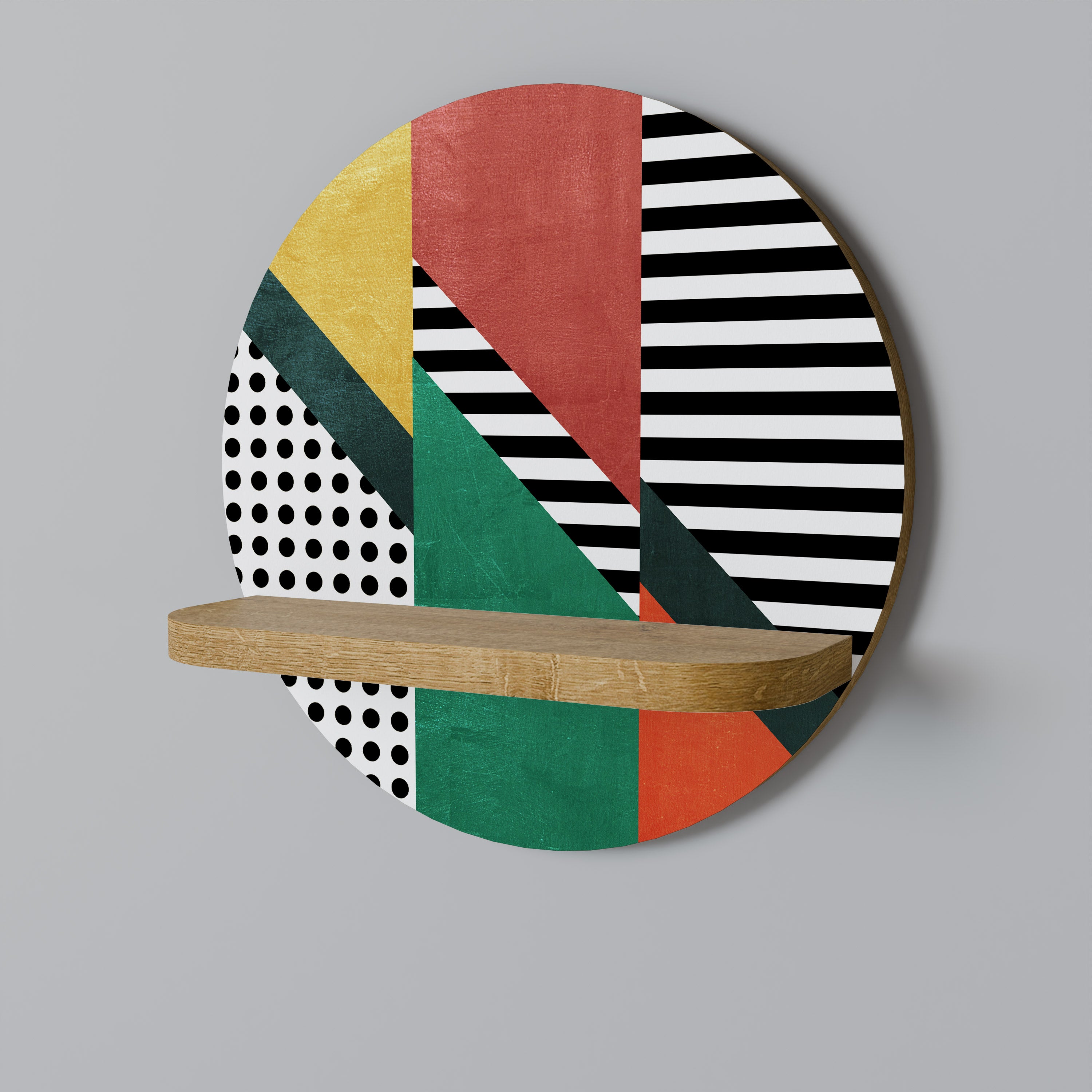 Estantería de arte redonda MAKESHIFT ARTISTRY con efecto roble