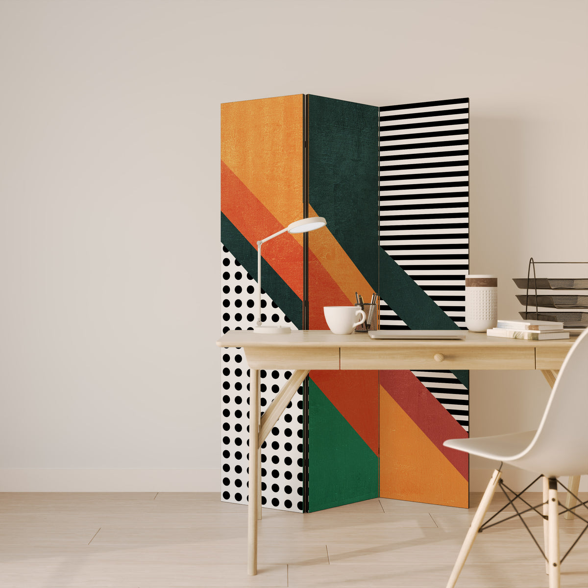 MAKESHIFT ARTISTRY Biombo de 3 paneles