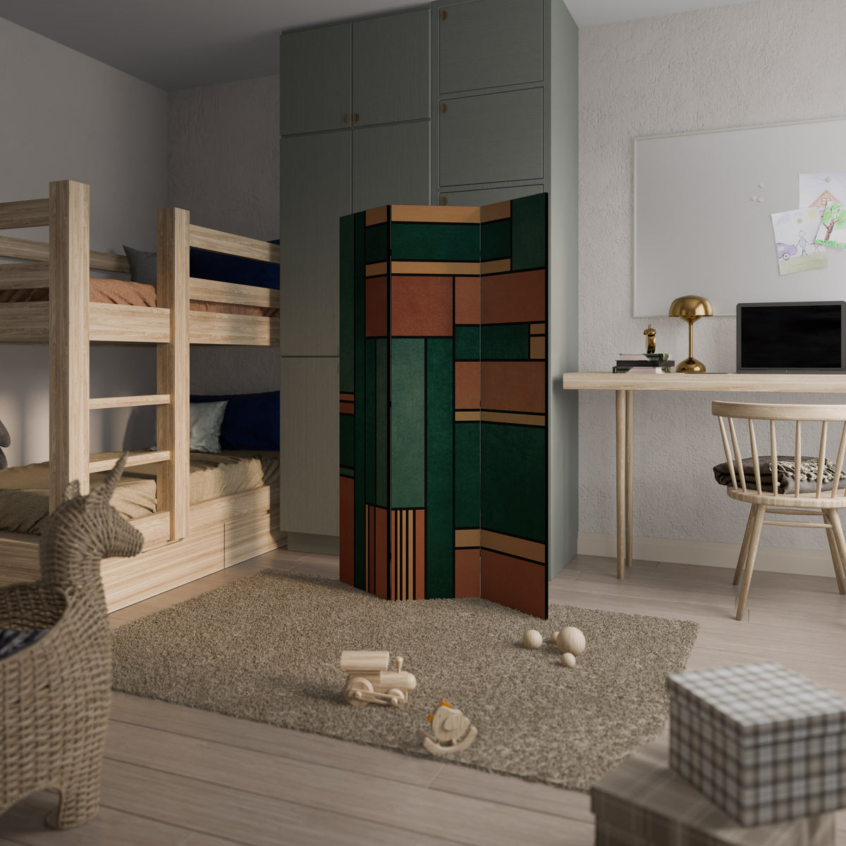 EARTHY FIGURES Biombo de 3 paneles