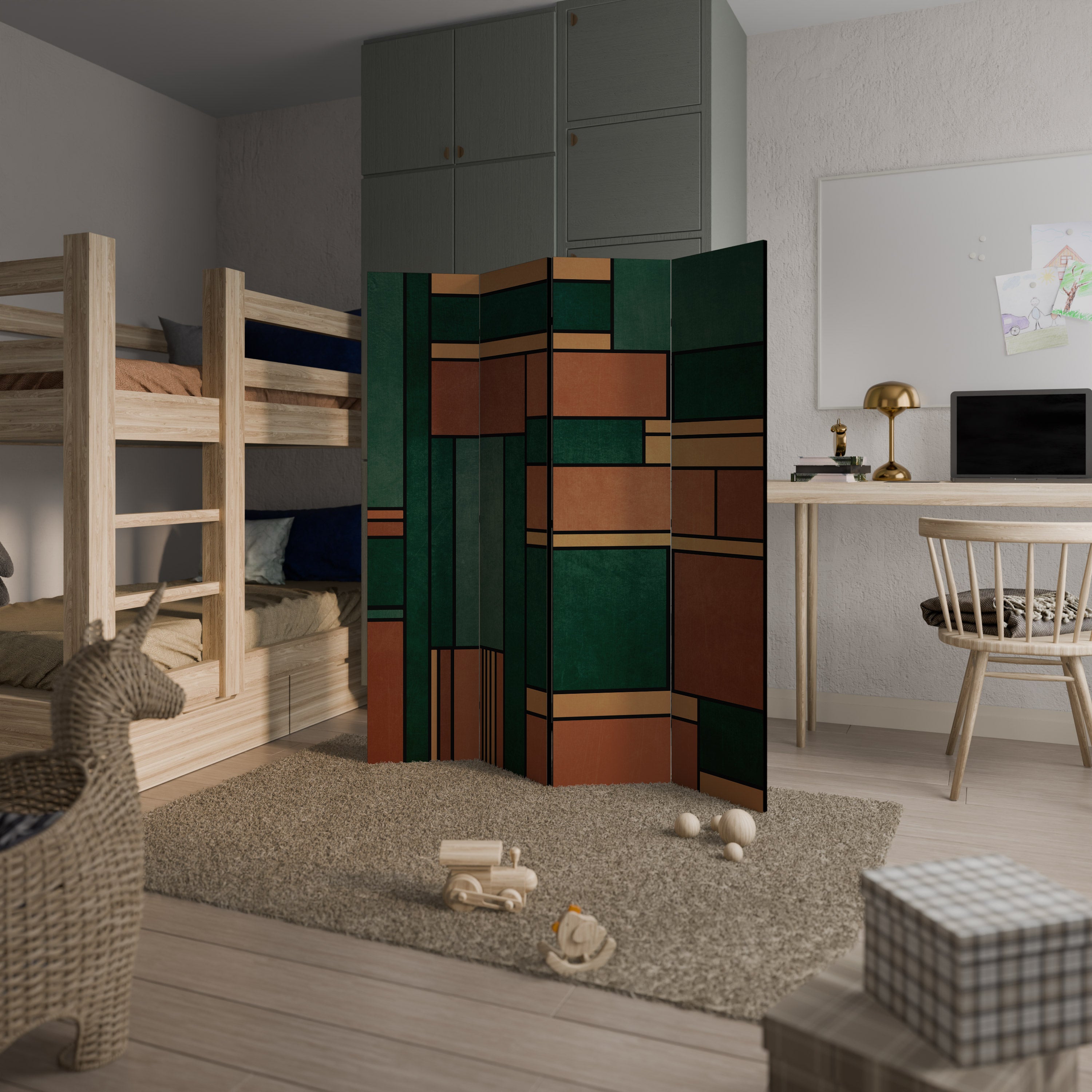 EARTHY FIGURES Biombo de 4 paneles