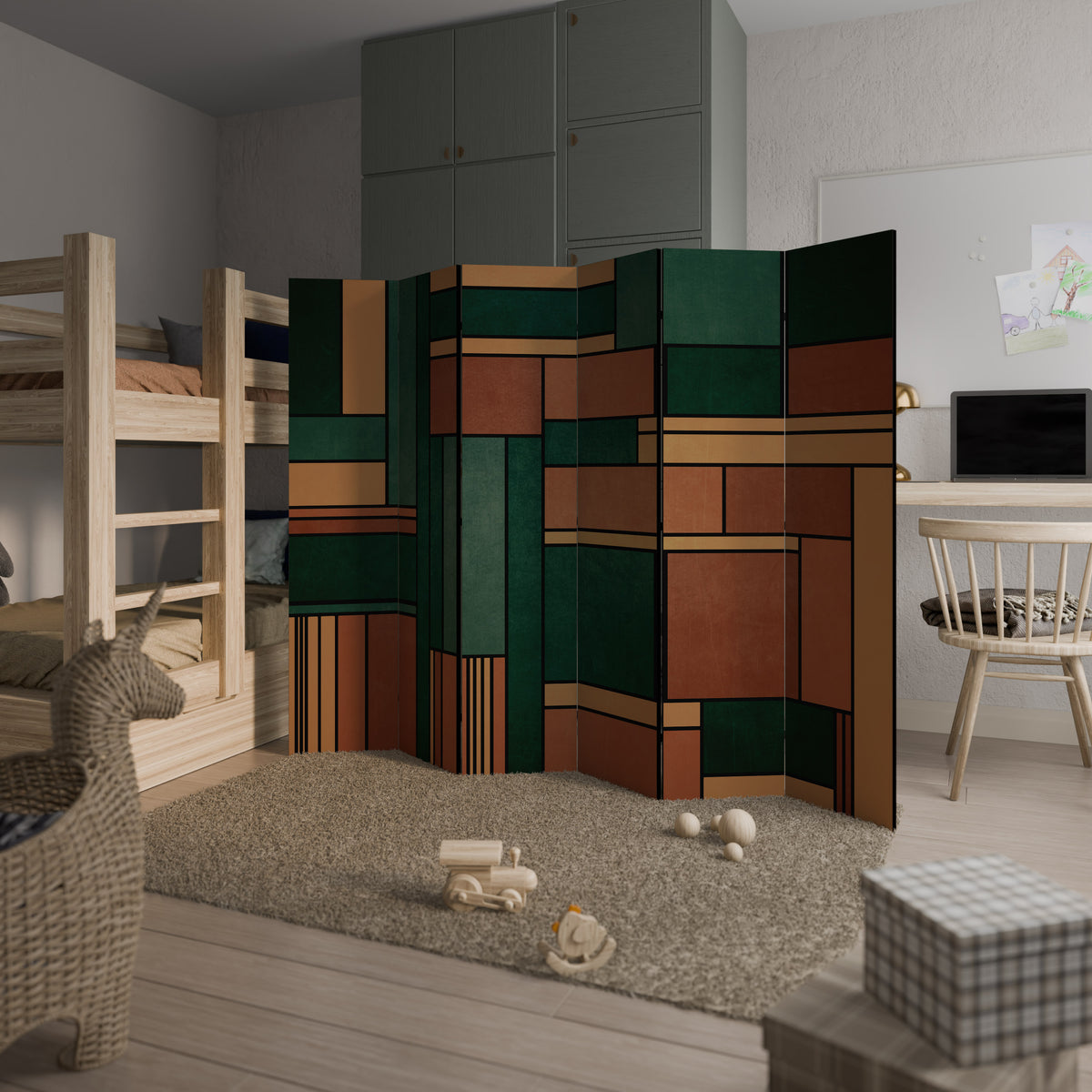 EARTHY FIGURES 6-Panel Room Divider