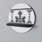 MYTHIC STITCH Round Art Shelf In Black Finish