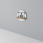 MYTHIC STITCH Estante Redondo Decorativo en Efecto Roble