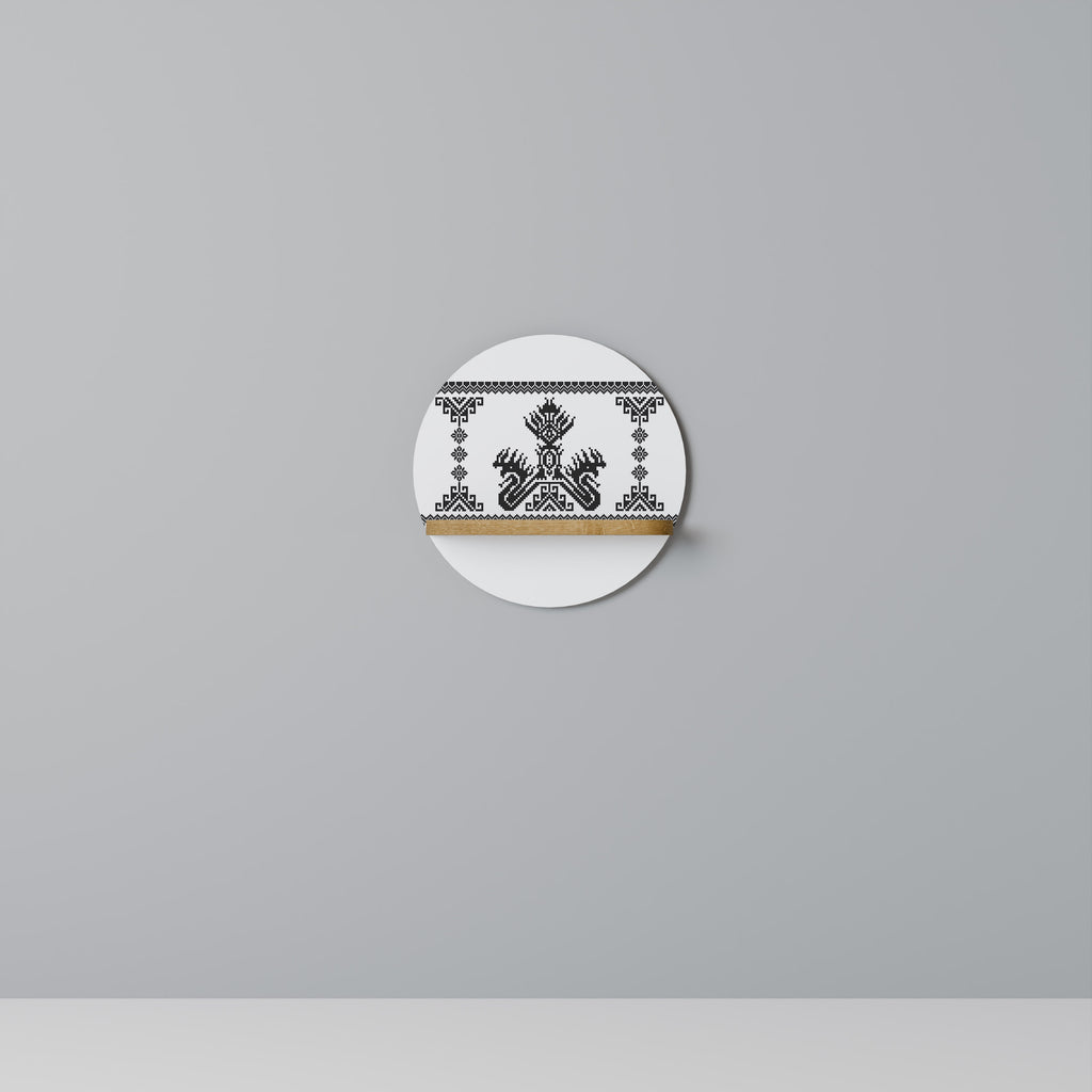 Estantería de arte redonda MYTHIC STITCH con efecto roble