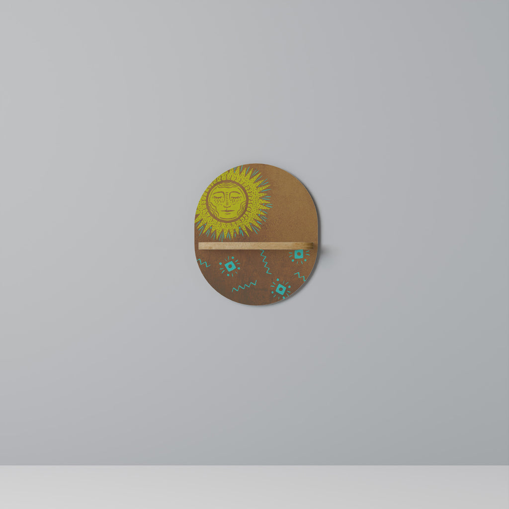 Estantería de arte ovalada SUNSHINE PRAISE con efecto roble