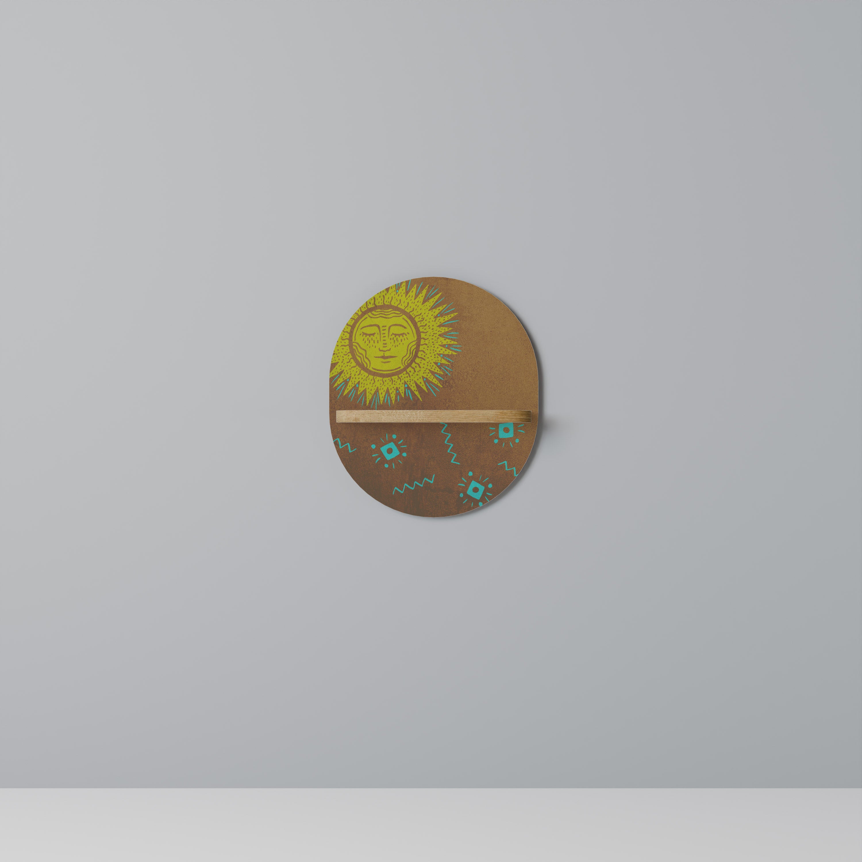 Estantería de arte ovalada SUNSHINE PRAISE con efecto roble