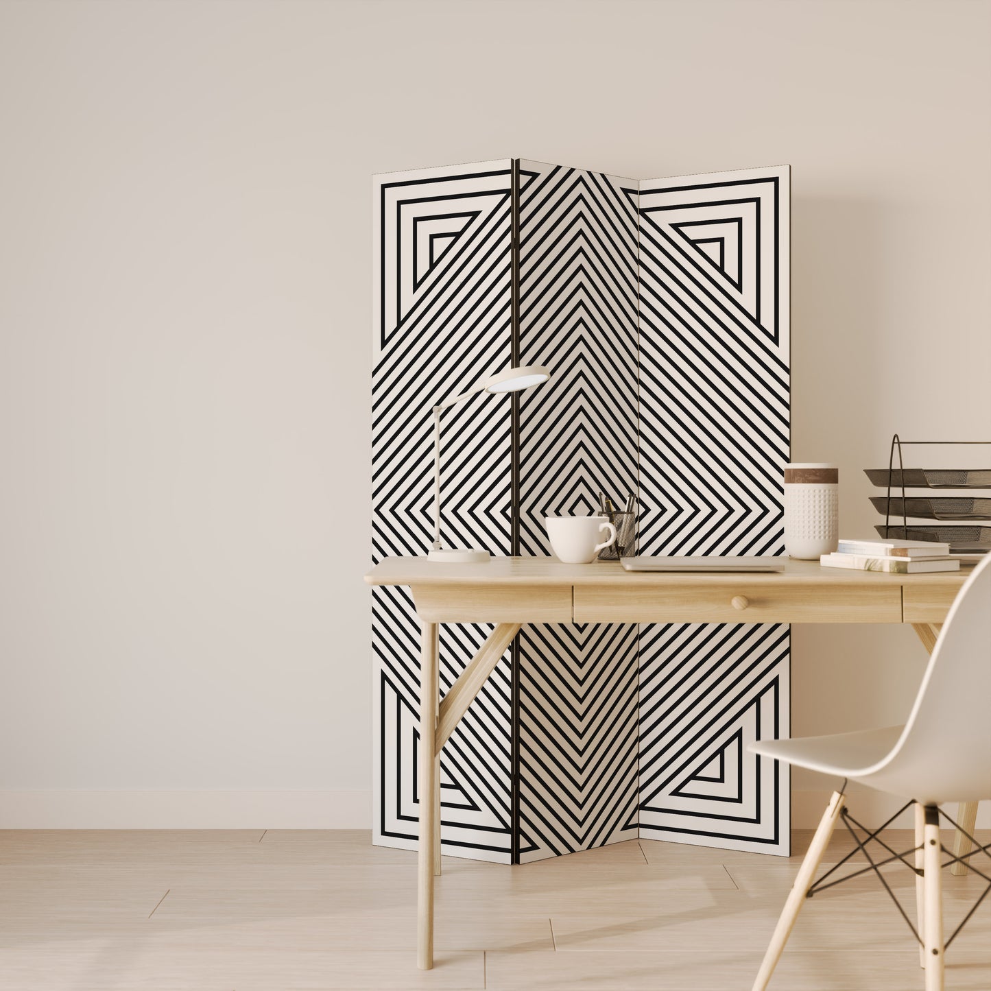 POLYGON ILLUSION Biombo de 3 paneles