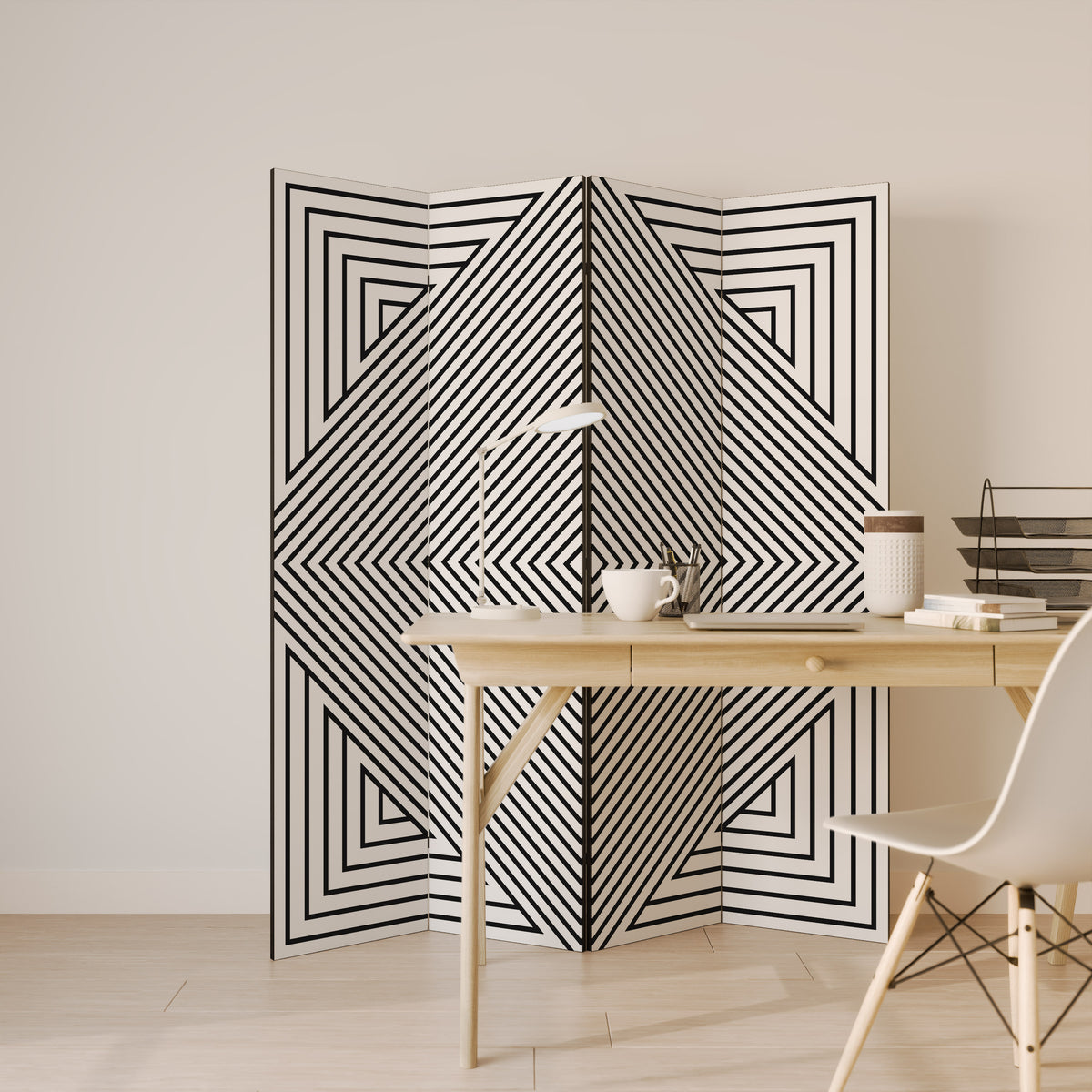 POLYGON ILLUSION Biombo de 4 paneles