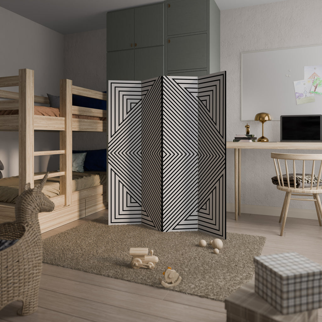 POLYGON ILLUSION Decorative 4-Panel Room Divider
