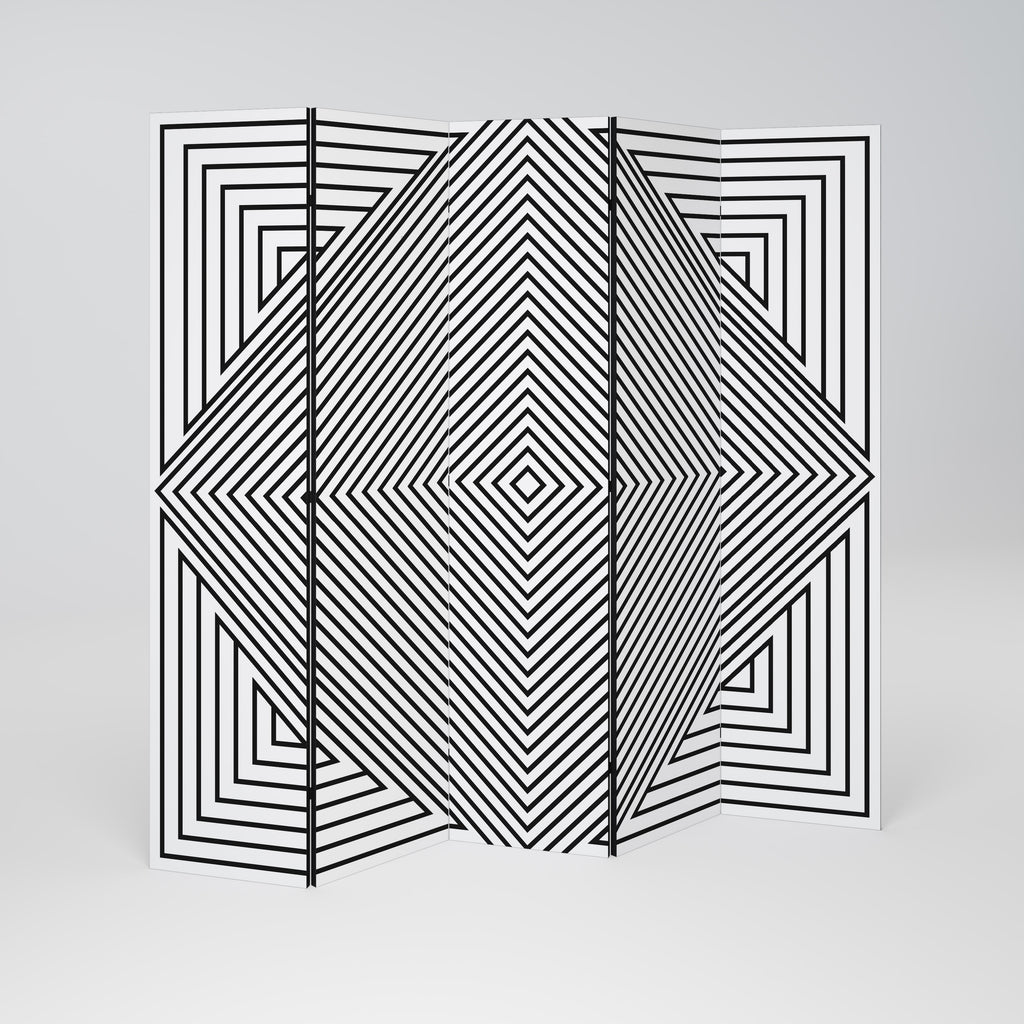 POLYGON ILLUSION Decorative 5-Panel Room Divider