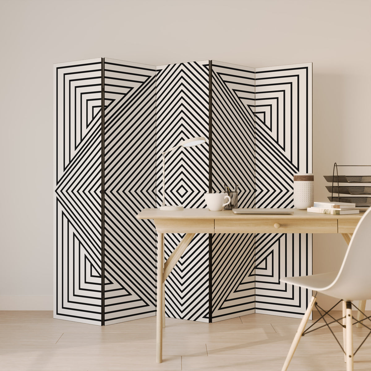POLYGON ILLUSION Biombo de 5 paneles