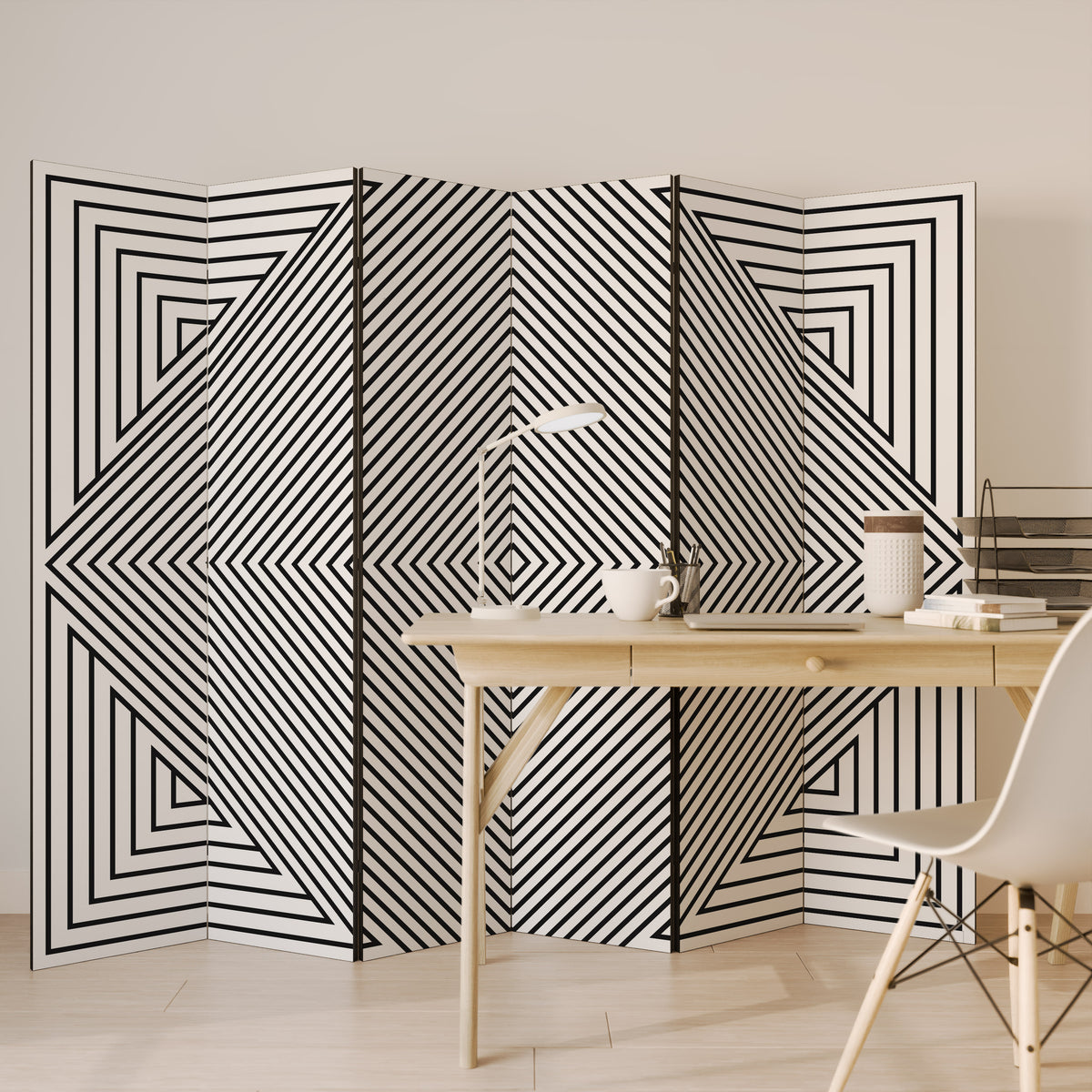 POLYGON ILLUSION 6-Panel Room Divider