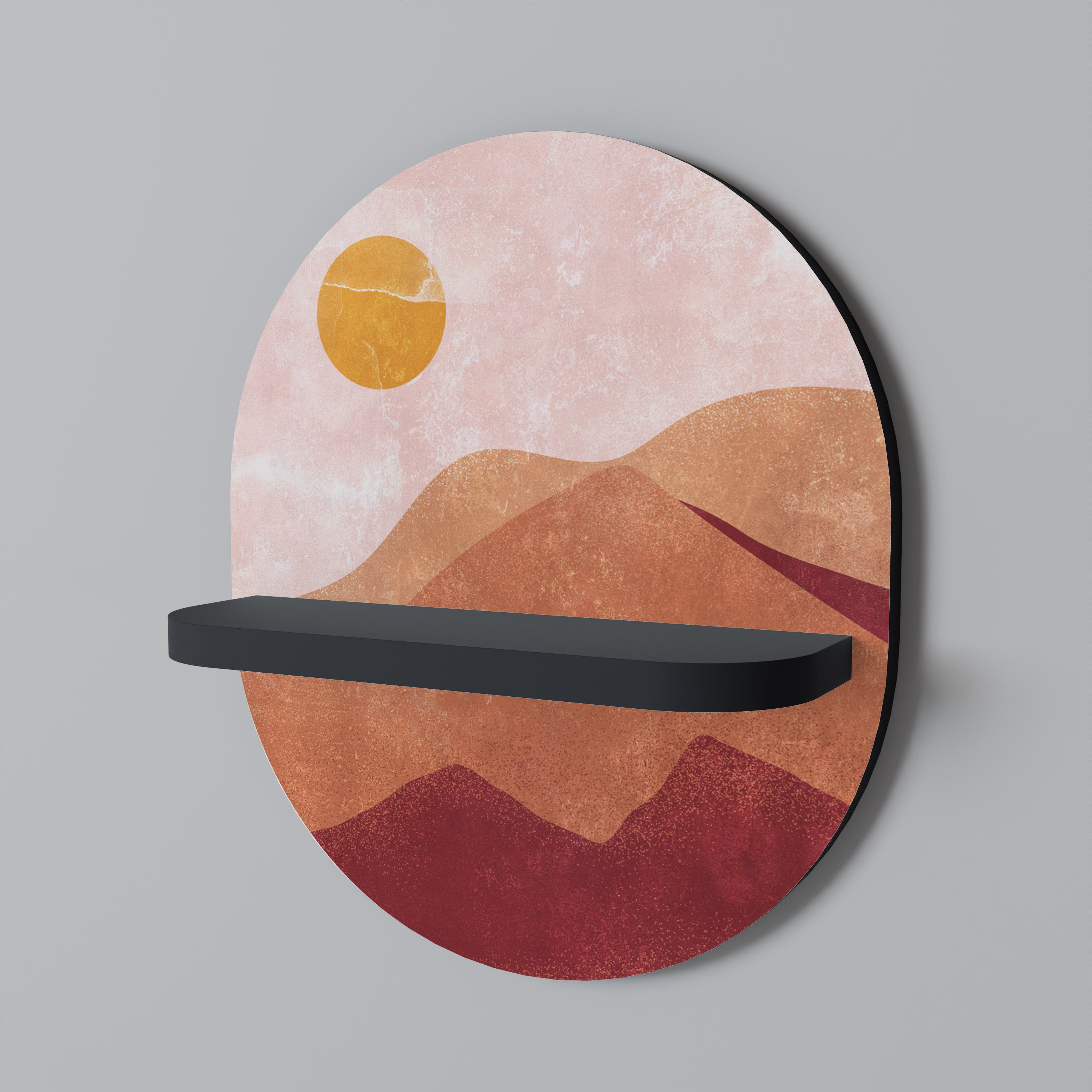 Estantería de arte ovalada LUMINOUS SUNLIGHT con acabado negro