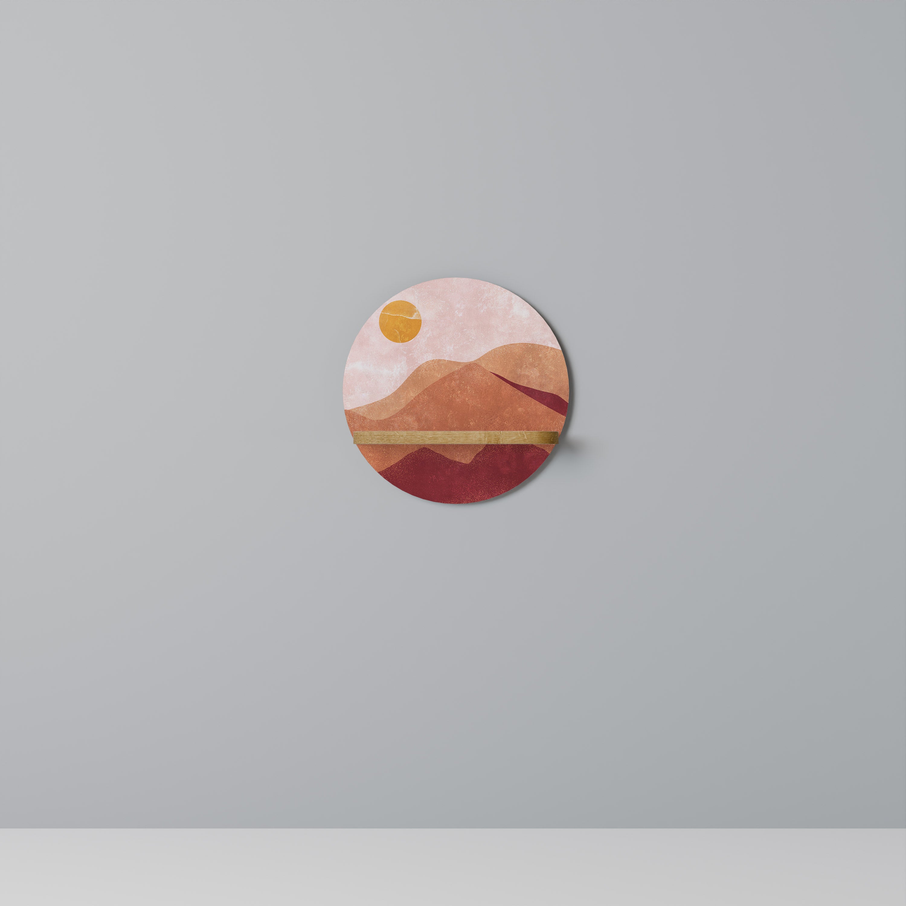 Estantería de arte redonda LUMINOUS SUNLIGHT con efecto roble