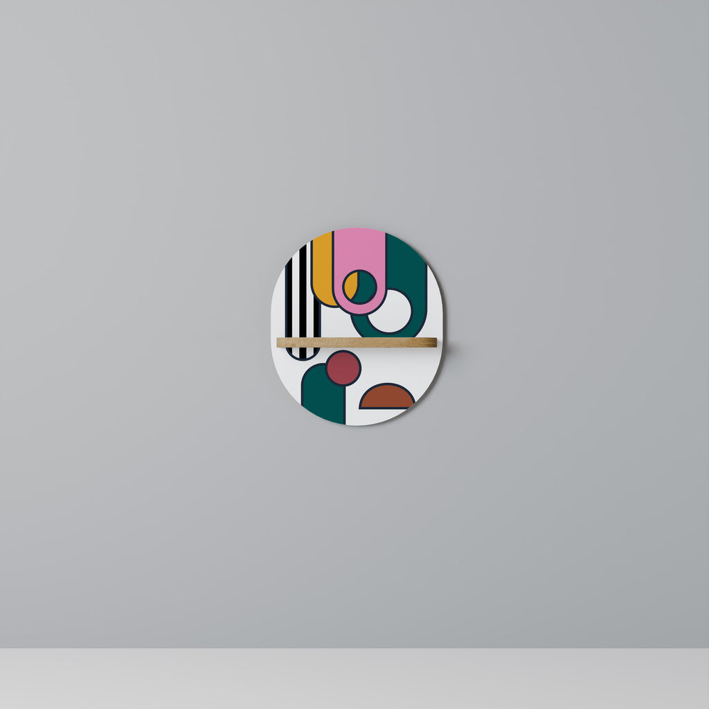 COOL STORY Estantería de arte ovalada con efecto roble