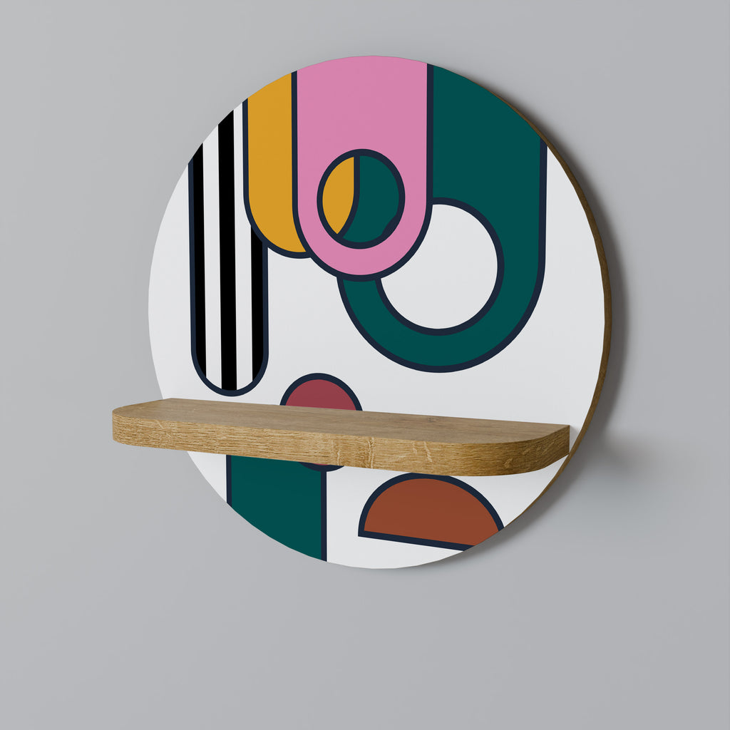 Estantería de arte redonda COOL STORY con efecto roble