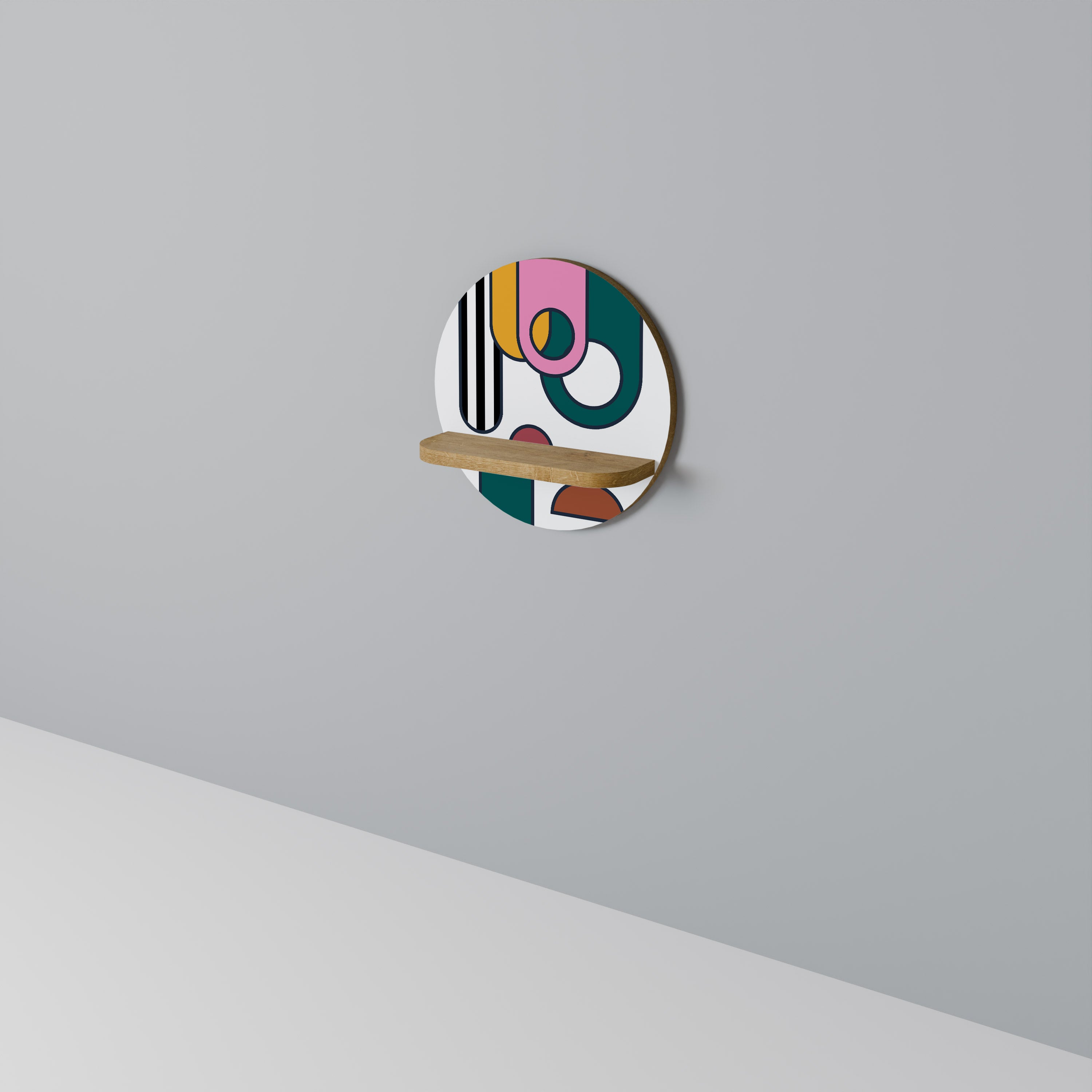 Estantería de arte redonda COOL STORY con efecto roble