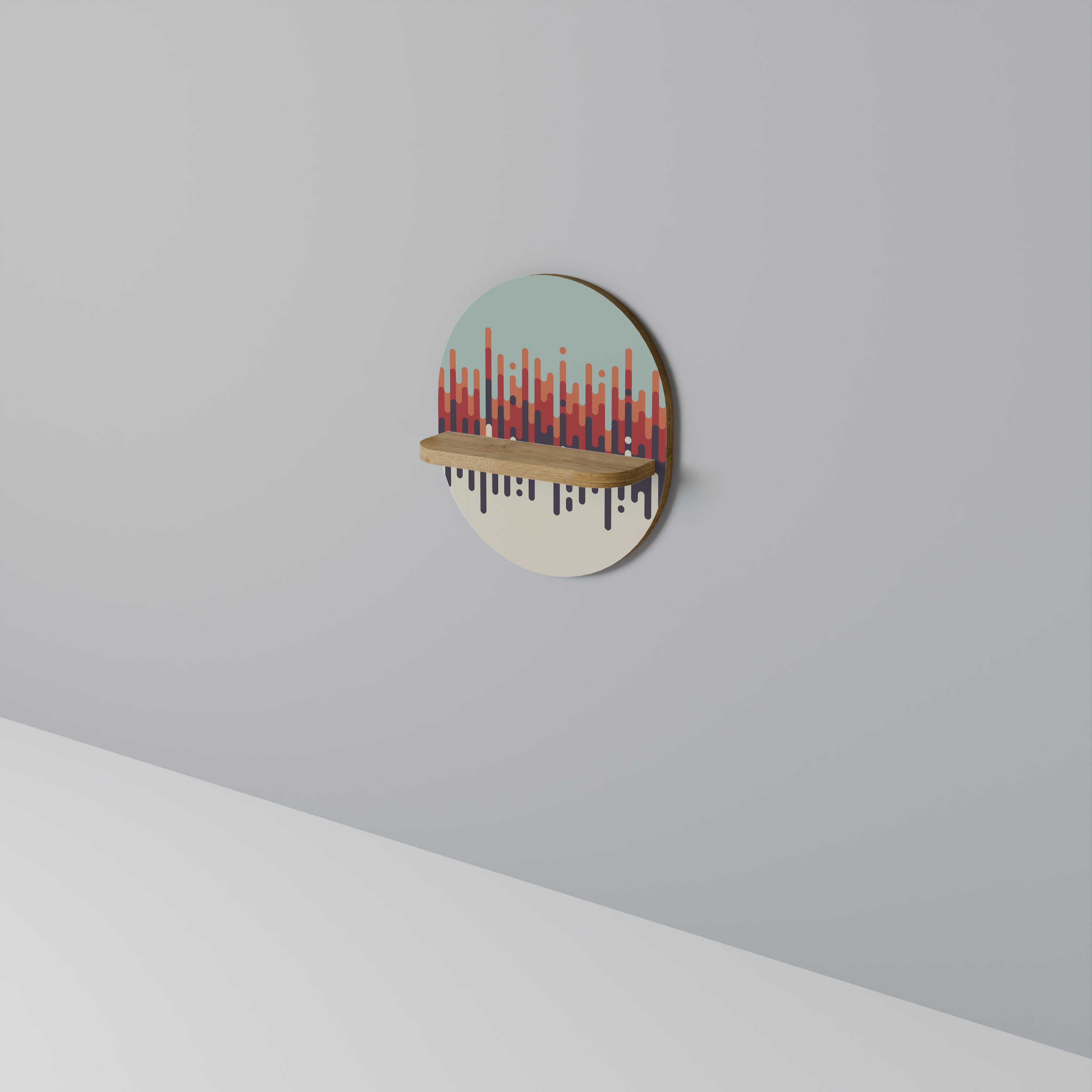 Estantería de arte ovalada CHROMA CONTOURS con efecto roble