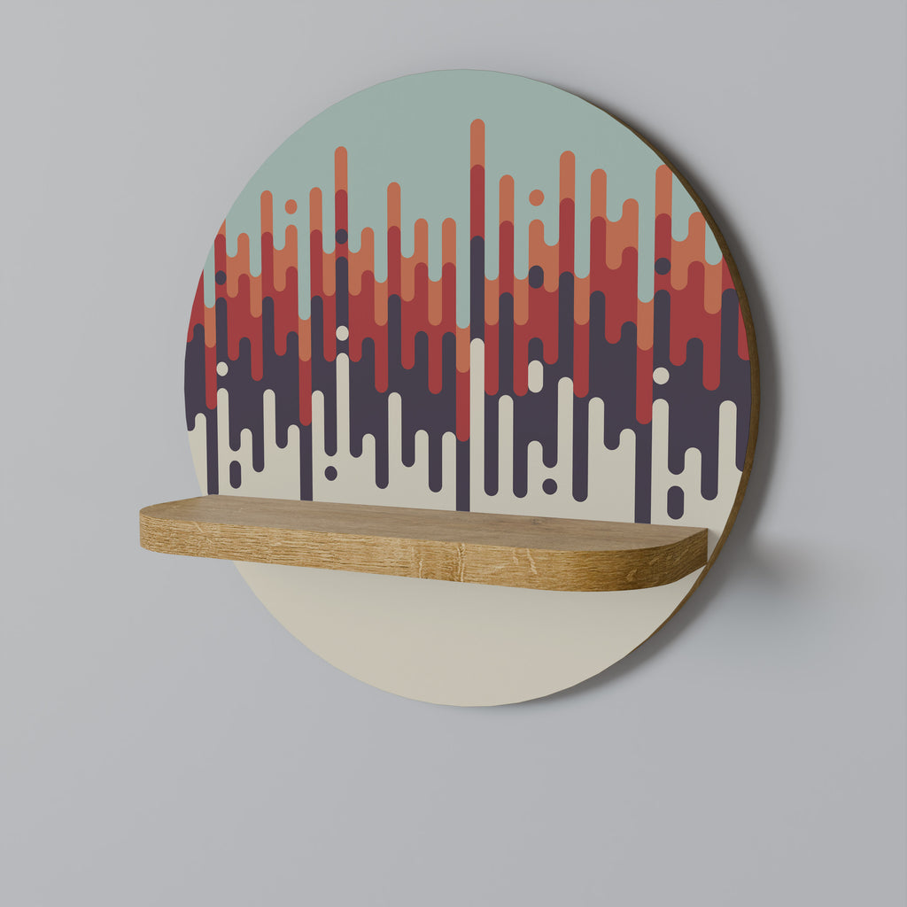 Estantería de arte redonda CHROMA CONTOURS con efecto roble