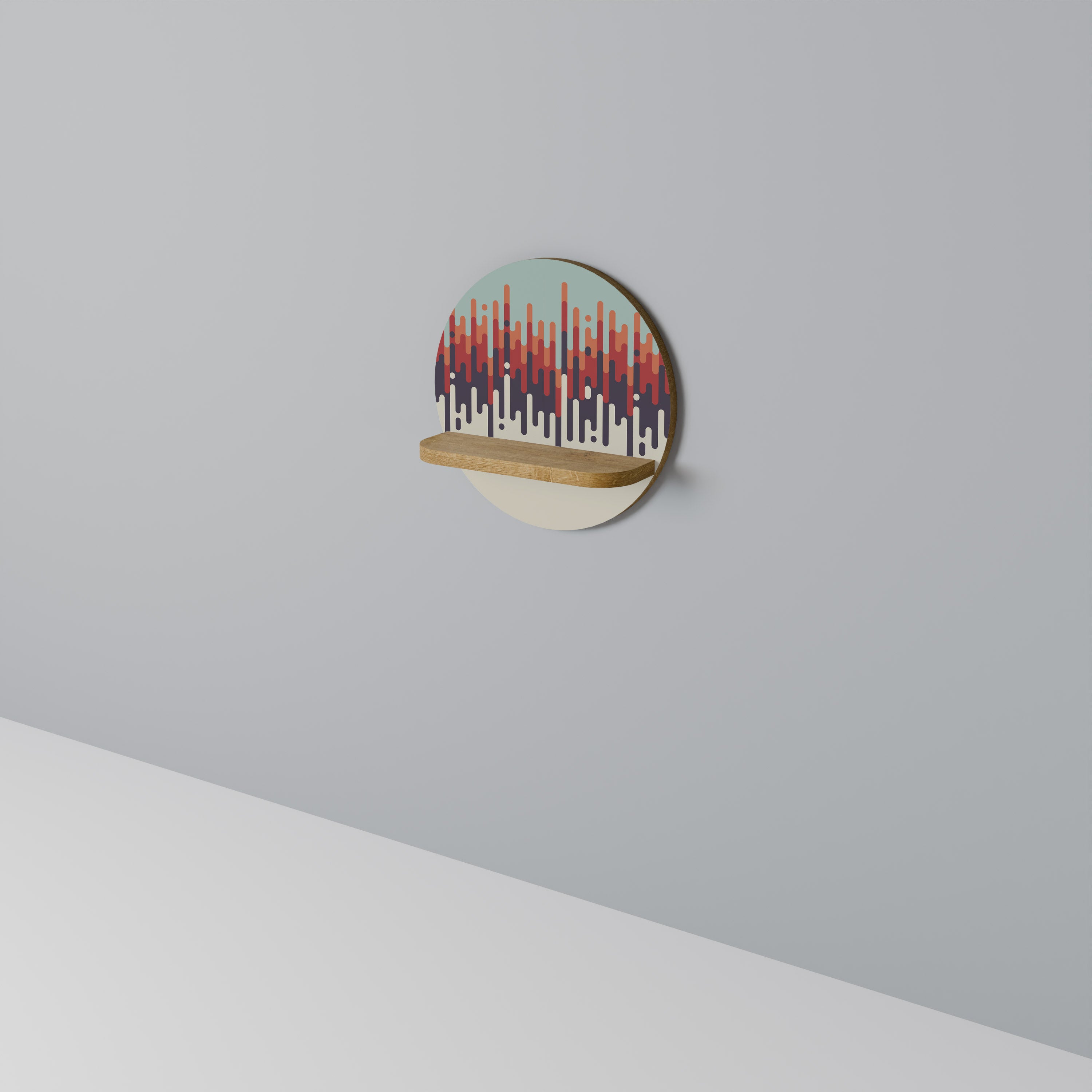 Estantería de arte redonda CHROMA CONTOURS con efecto roble